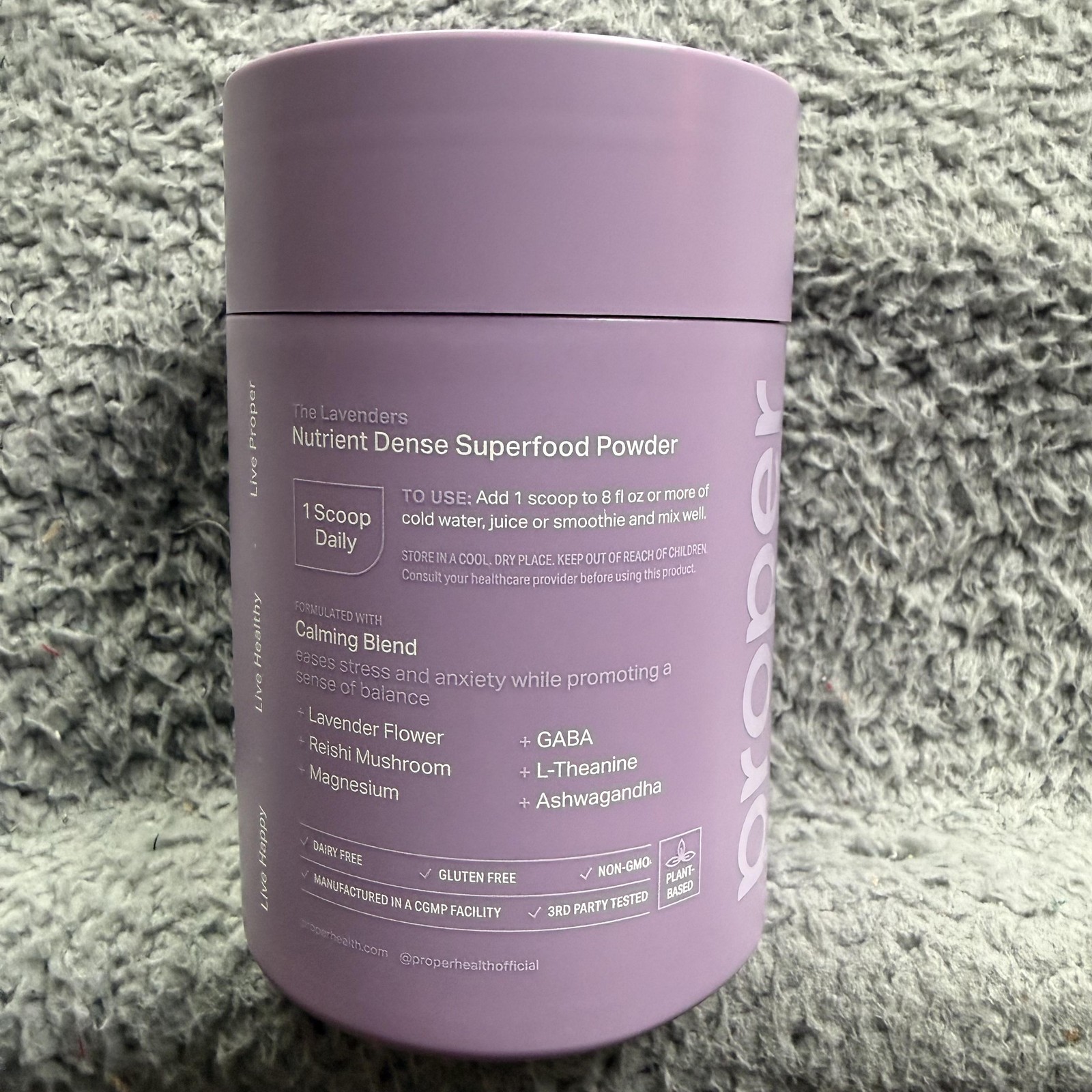 Proper Calming Aid Superfood Powder 30 Servings Lavender Lemonade Gluten Free