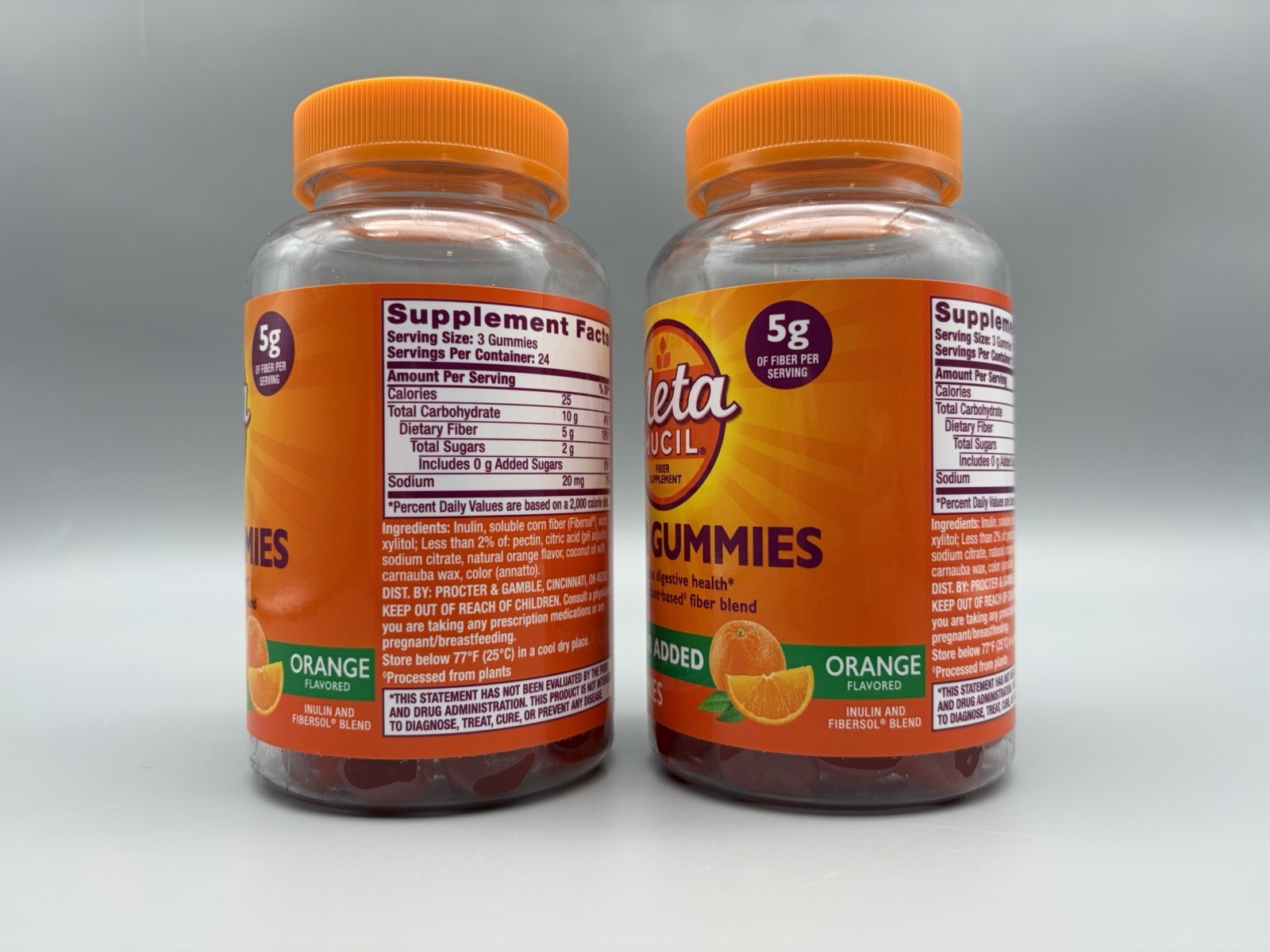 2 Pks Metamucil Fiber Sugar Free Orange Gummies Supplement 72 Ct Exp 08/2028 A