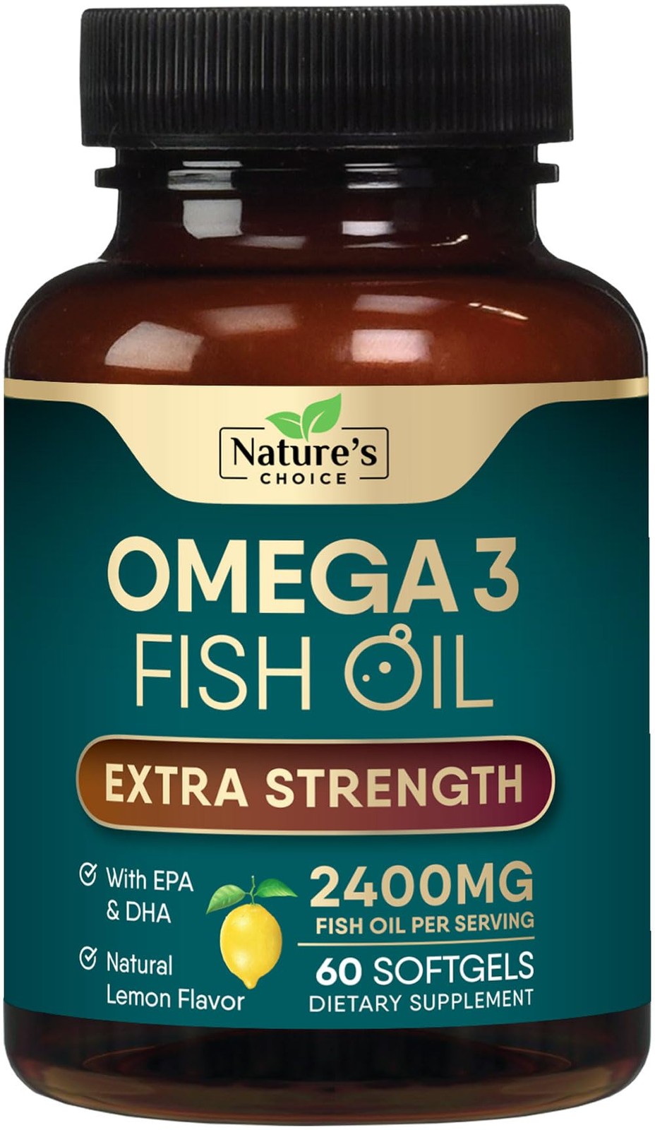 Omega 3 Fish Oil Supplements – 2400mg Per 60 Count (Pack of 1)