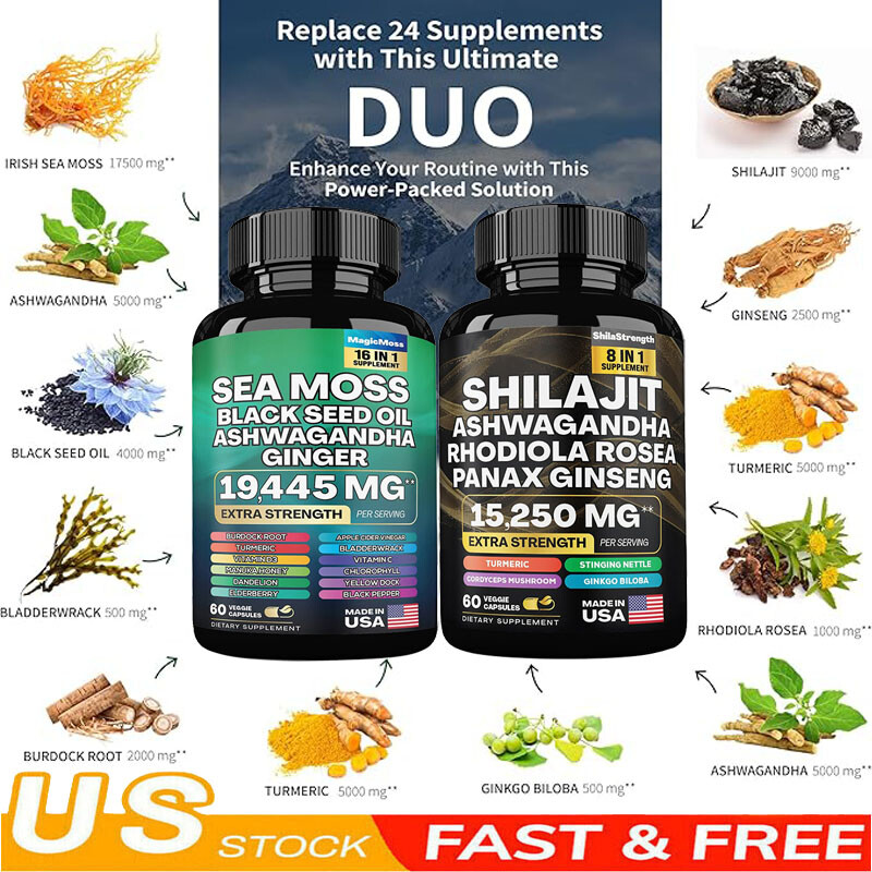 Dynamic Vitality Bundle – Sea Moss Multivitamin & Shilajit Power Combo Set -USA