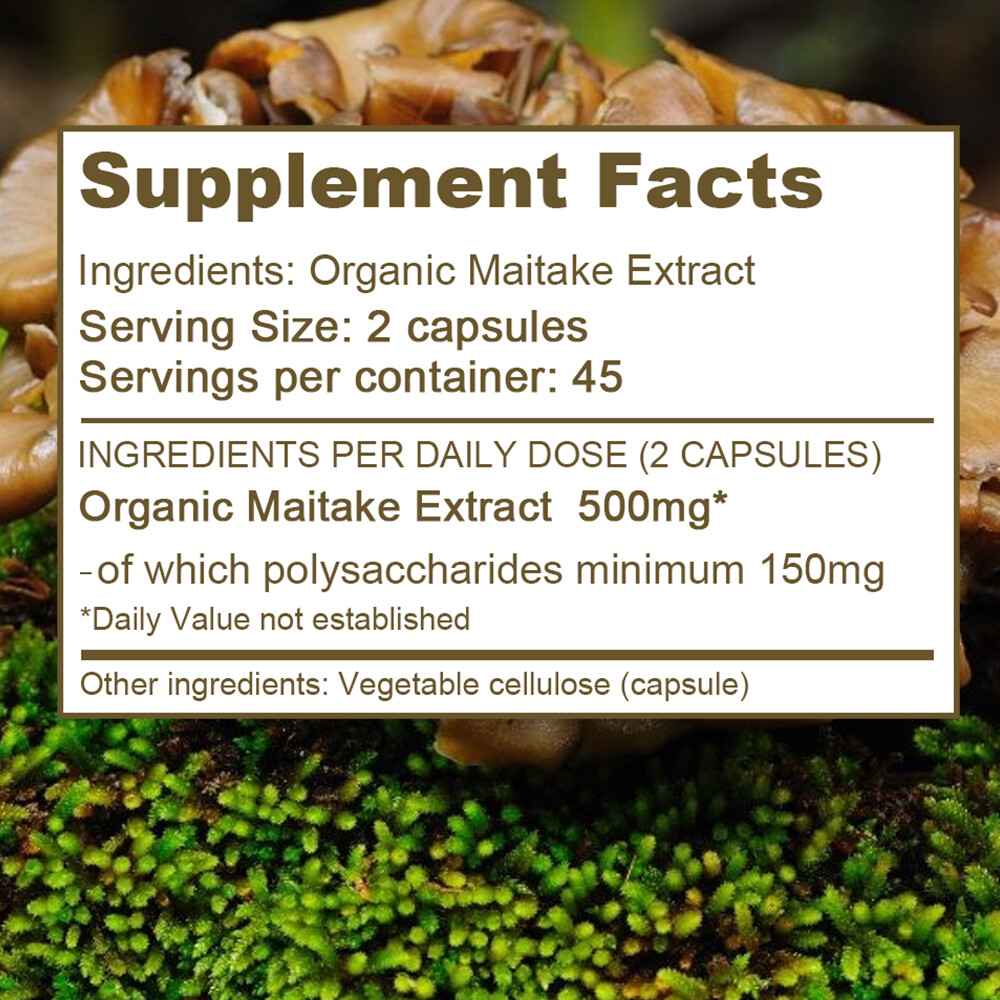 Maitake Mushroom 500mg | Organic Dual Extract | Energy & Immune Support