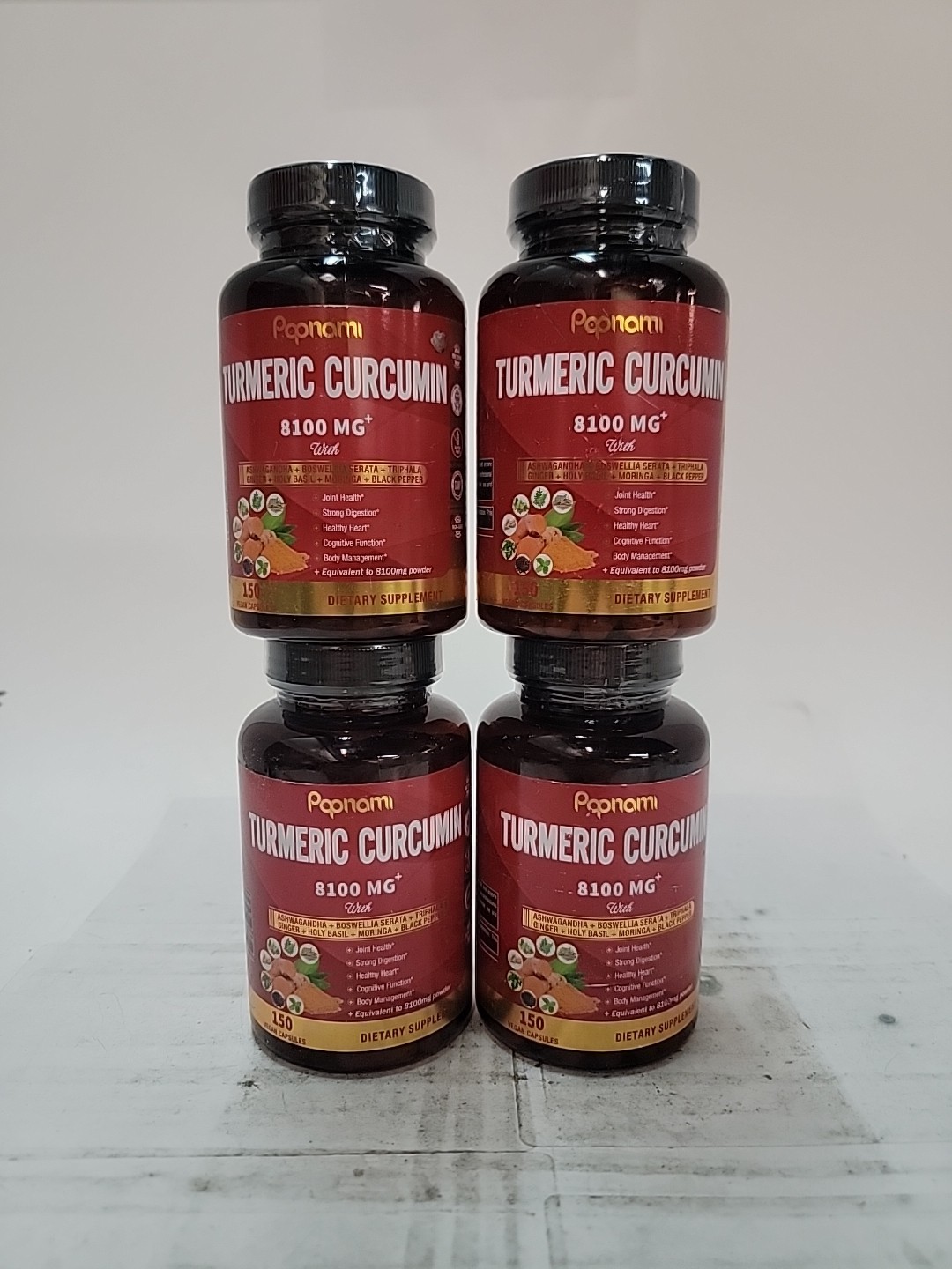 4x Turmeric Curcumin with Ashwagandha, Moringa, Ginger 150ct Exp1/27