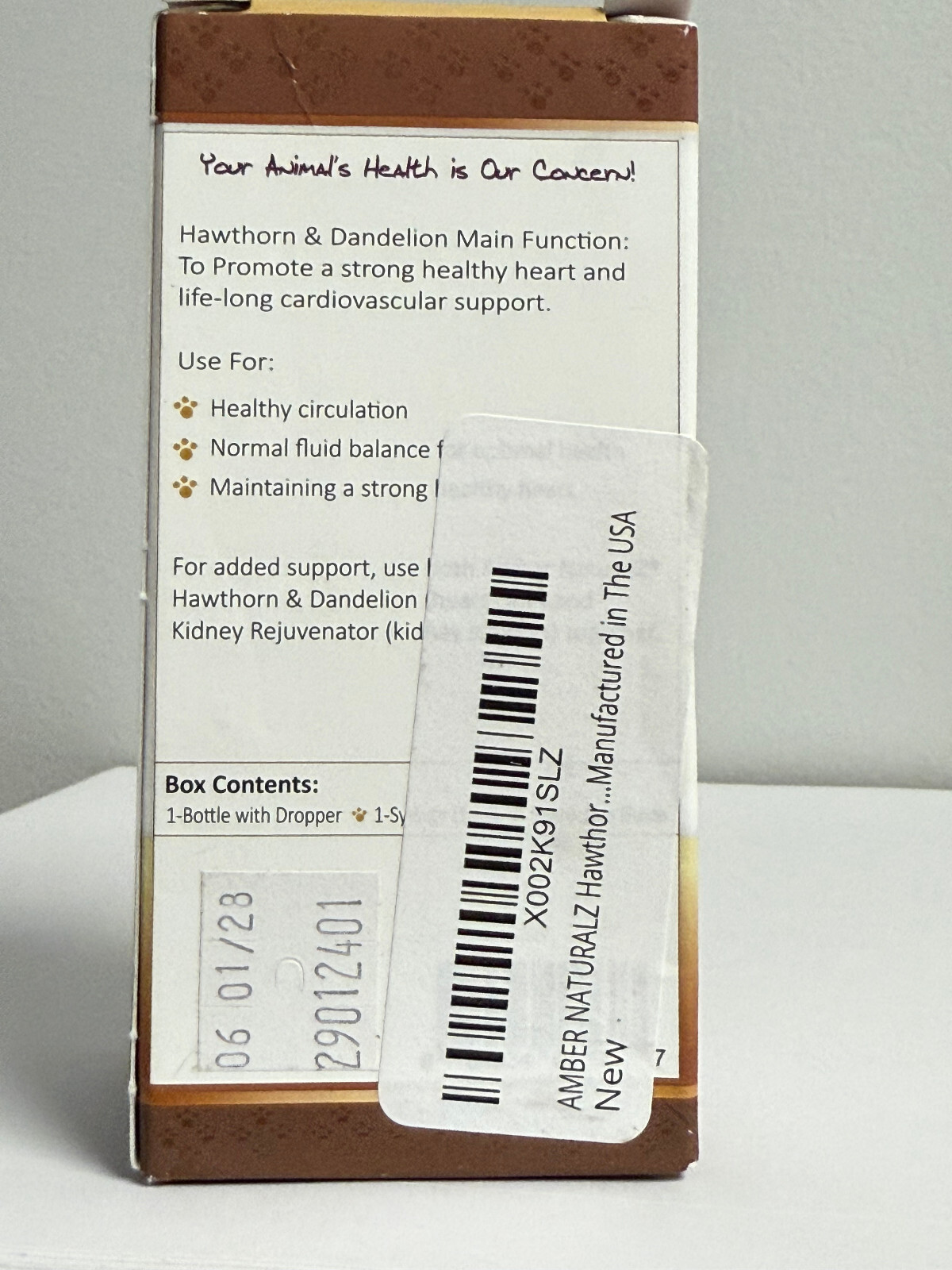 Amber Naturalz Hawthorn & Dandelion – 1 oz New/Sealed Bottle (Box is Damaged)