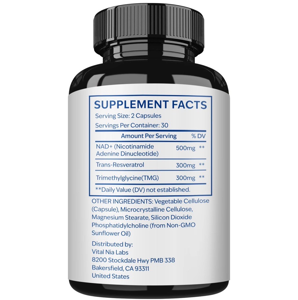 NAD+ Liposomal 500mg + Resveratrol 300mg + TMG 300mg Cellular Support 60 Caps