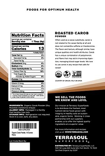Organic Carob Powder 1 Lb – Cocoa Powder Alternative | High in Fiber