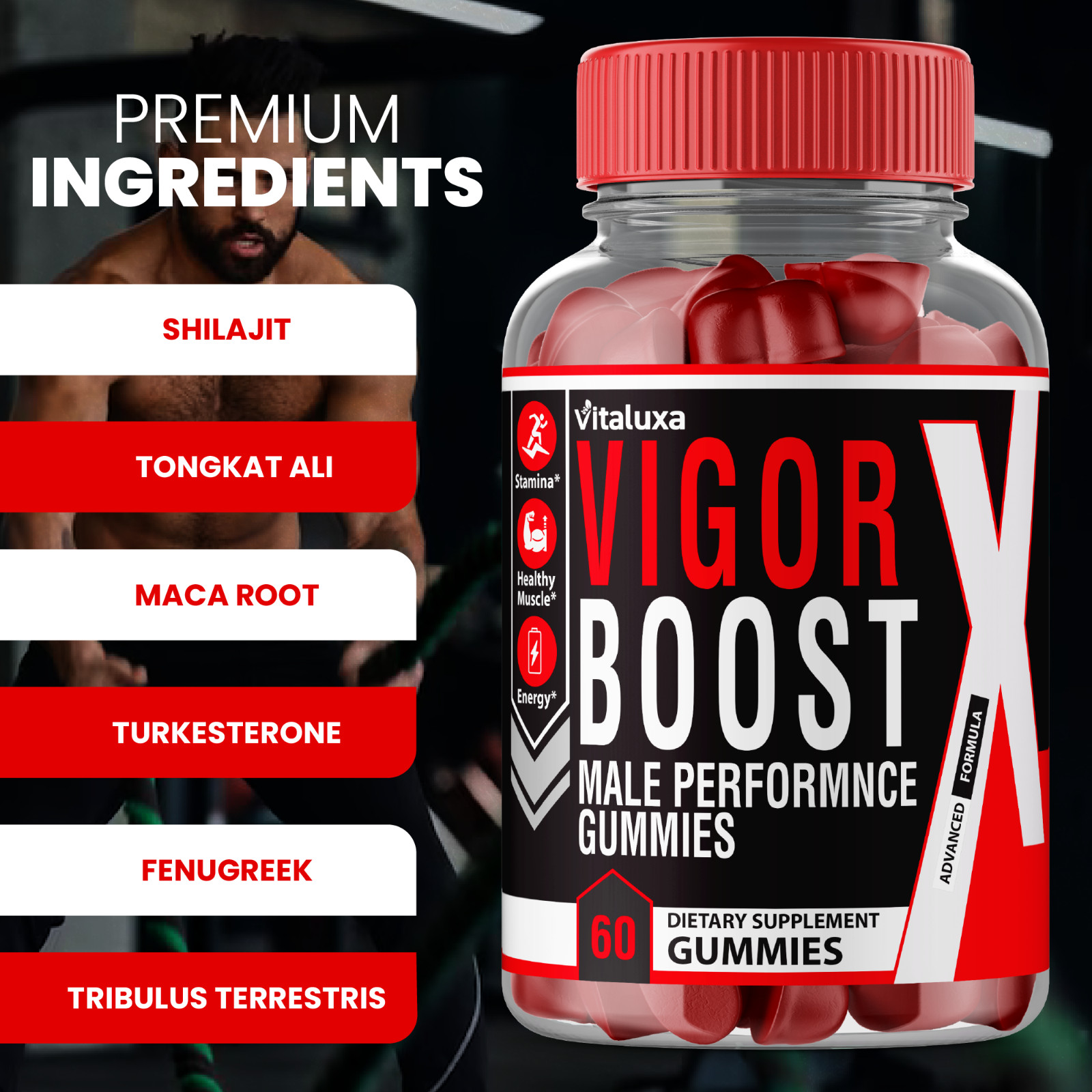 (2 Pack) Vigor Boost X Gummies for Men, Male Performance Gummy (120 Gummies)