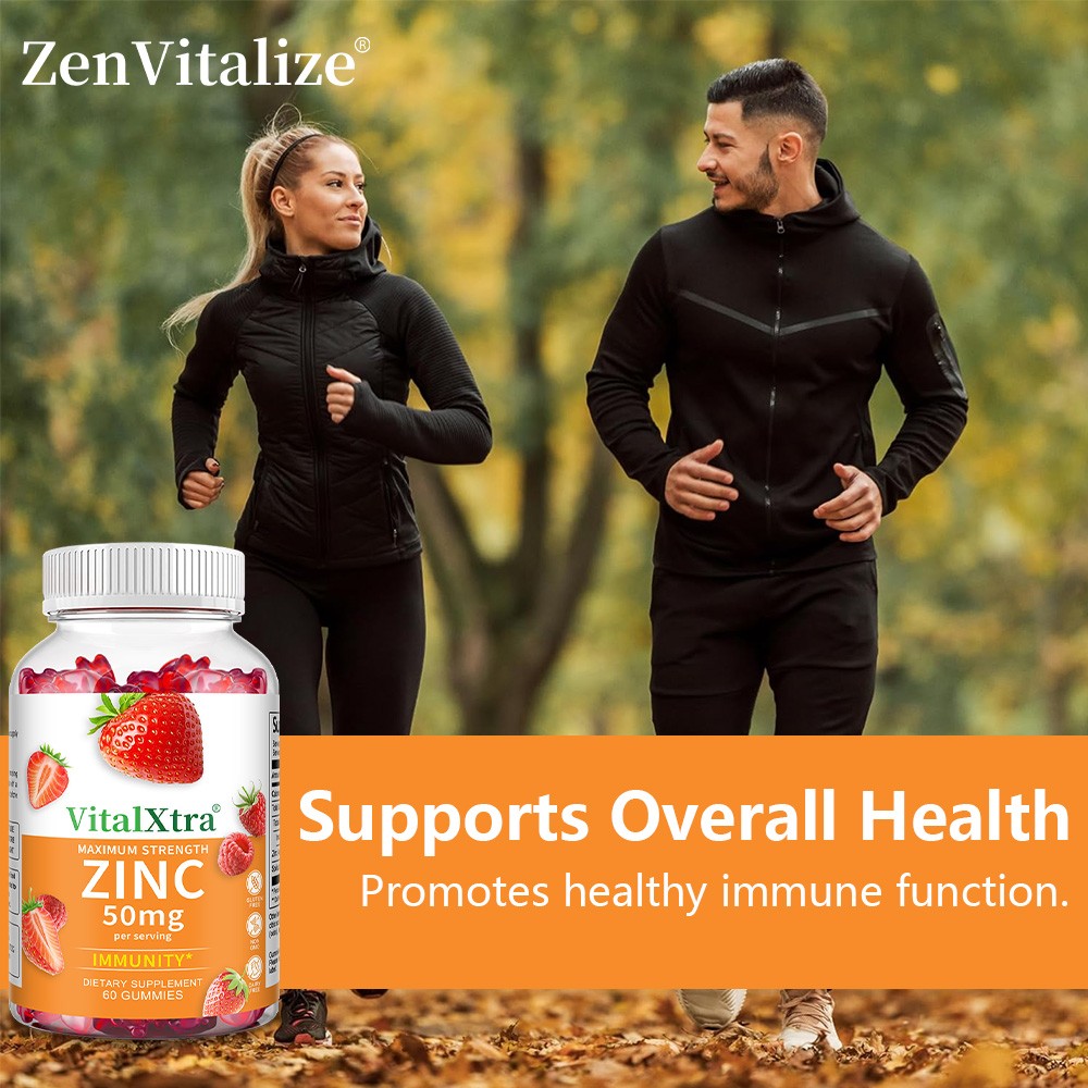 Zinc Gummies 50mg – Immune Support, Strawberry & Raspberry Flavor