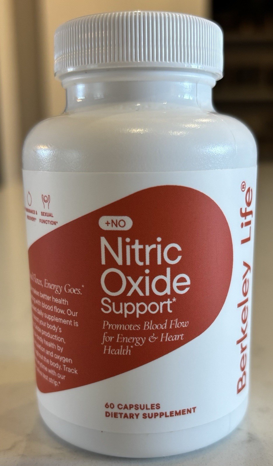 Berkeley Life Nitric Oxide Support Blood Flow Energy 60 Capsules Exp 10/27