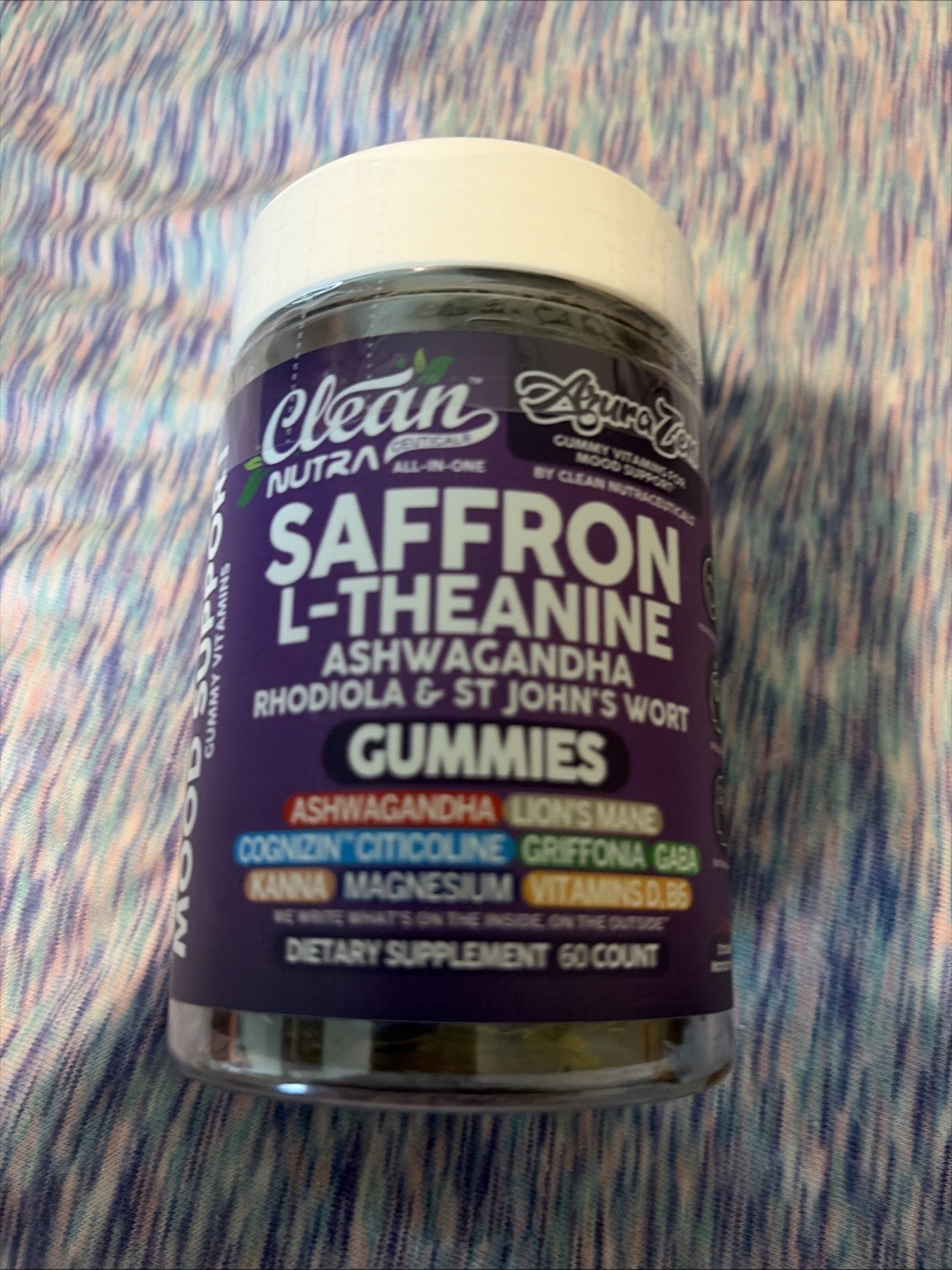Clean Nutra Saffron L-Theanine Ashwagandha Gummies 60ct Mood Support