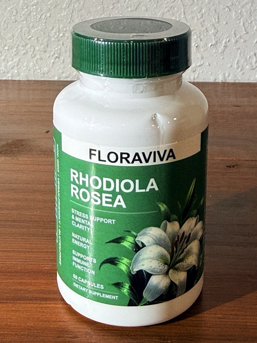 Floraviva Rhodiola Rosea Extract 500mg 60 Capsules Vegan Gluten-Free Non-GMO