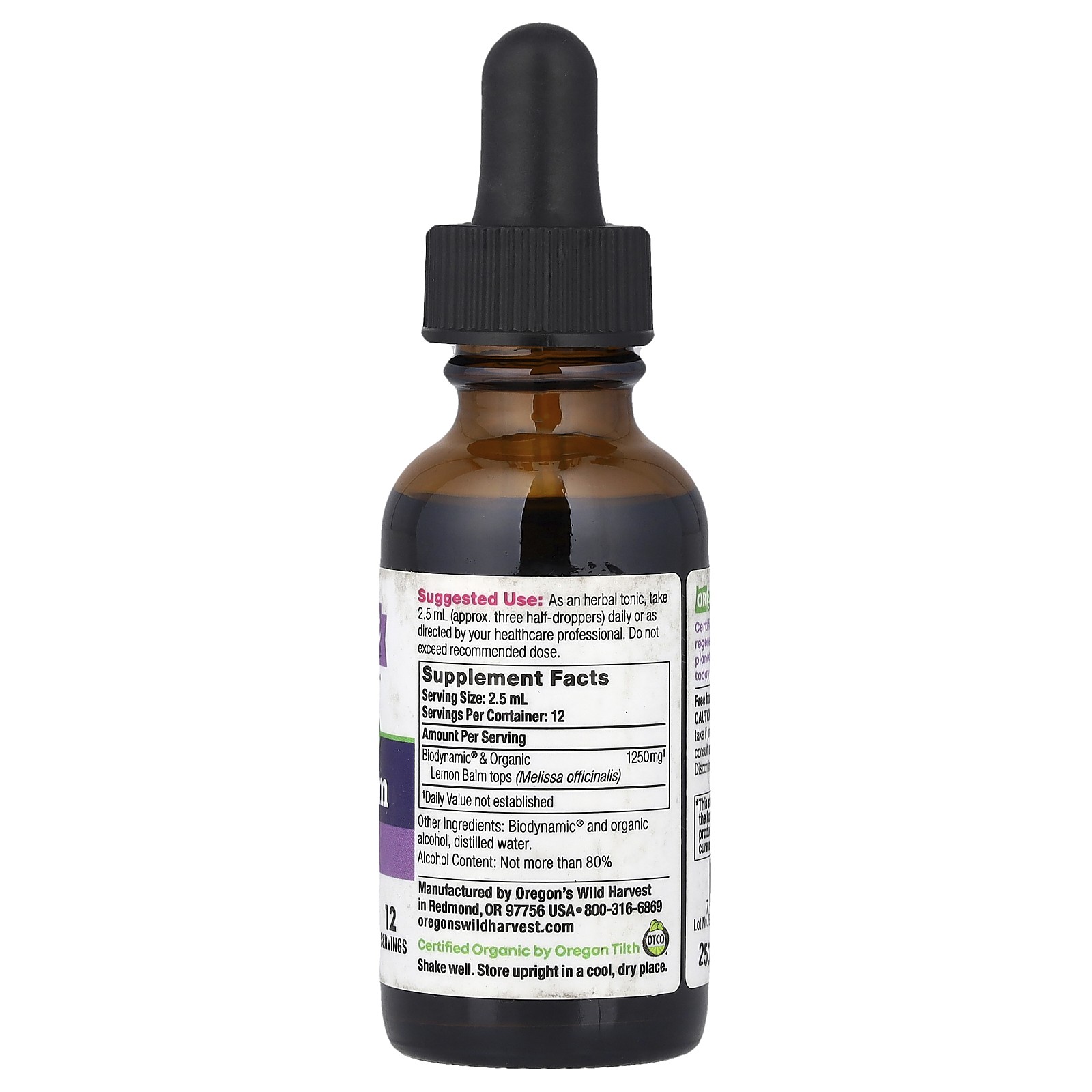 Biodynamic, Lemon Balm, Calm, 1,250 mg, 1 fl oz (30 ml)