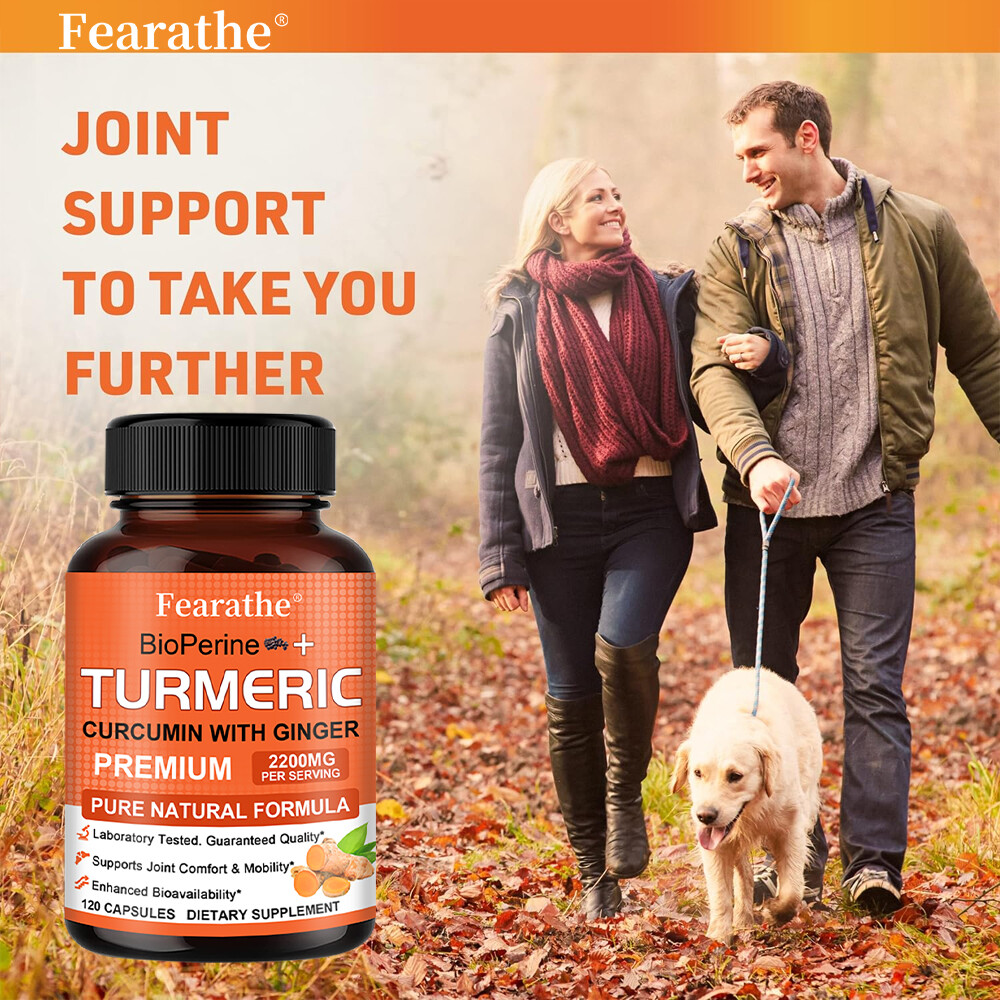 Turmeric Curcumin 2200mg w/Ginseng – Bones, Joint Support Vegan Caps