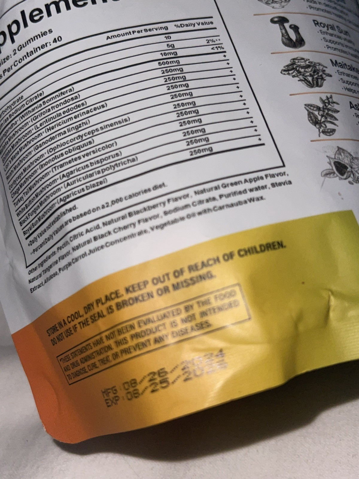 Vital Prime Ashwagandha & Mushroom Gummies Allulose Sweetener 80ct EXP 08/2026