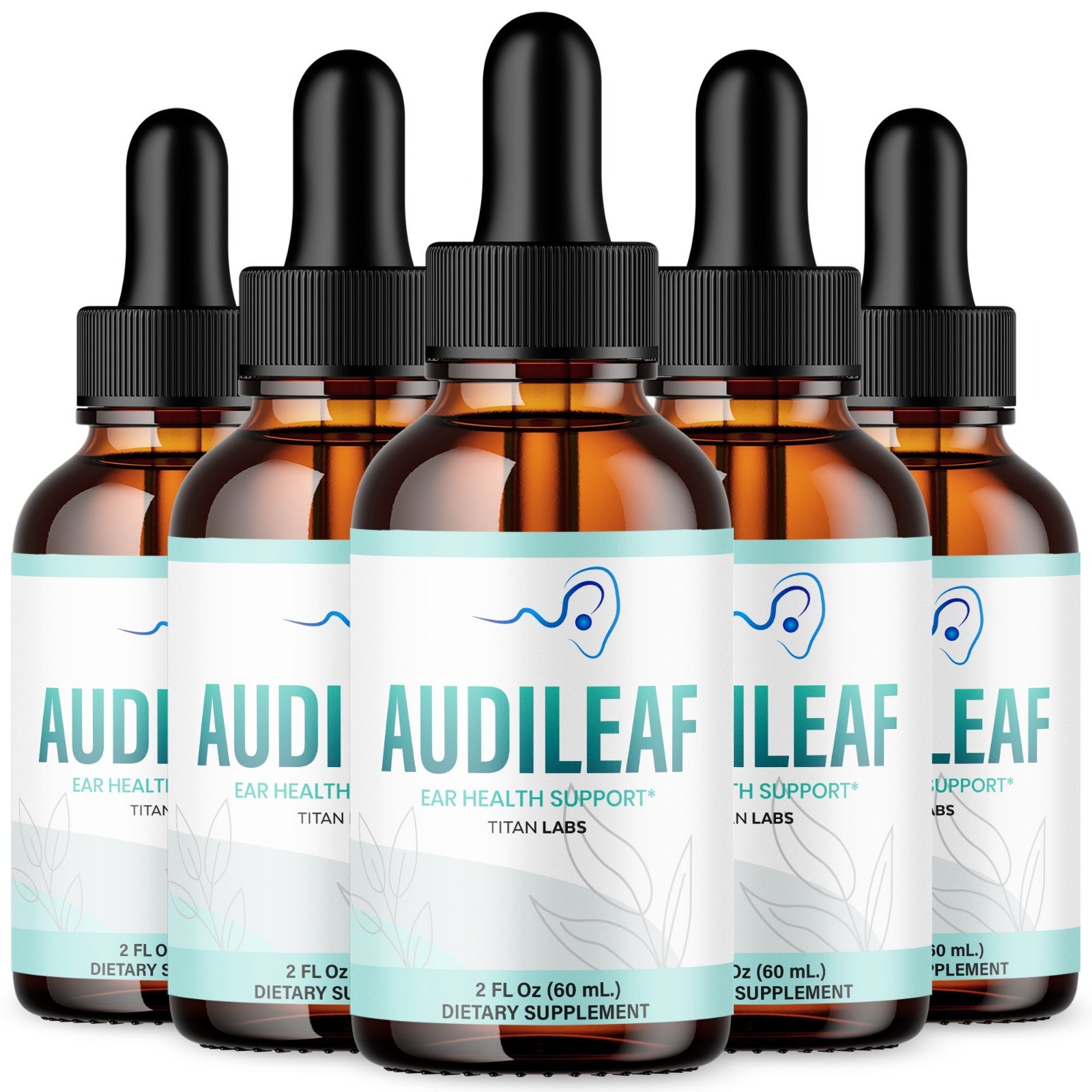 (5 Pack) Audileaf Ear Health Support Drops Natural Audi Leaf Vitamin 150 Serving