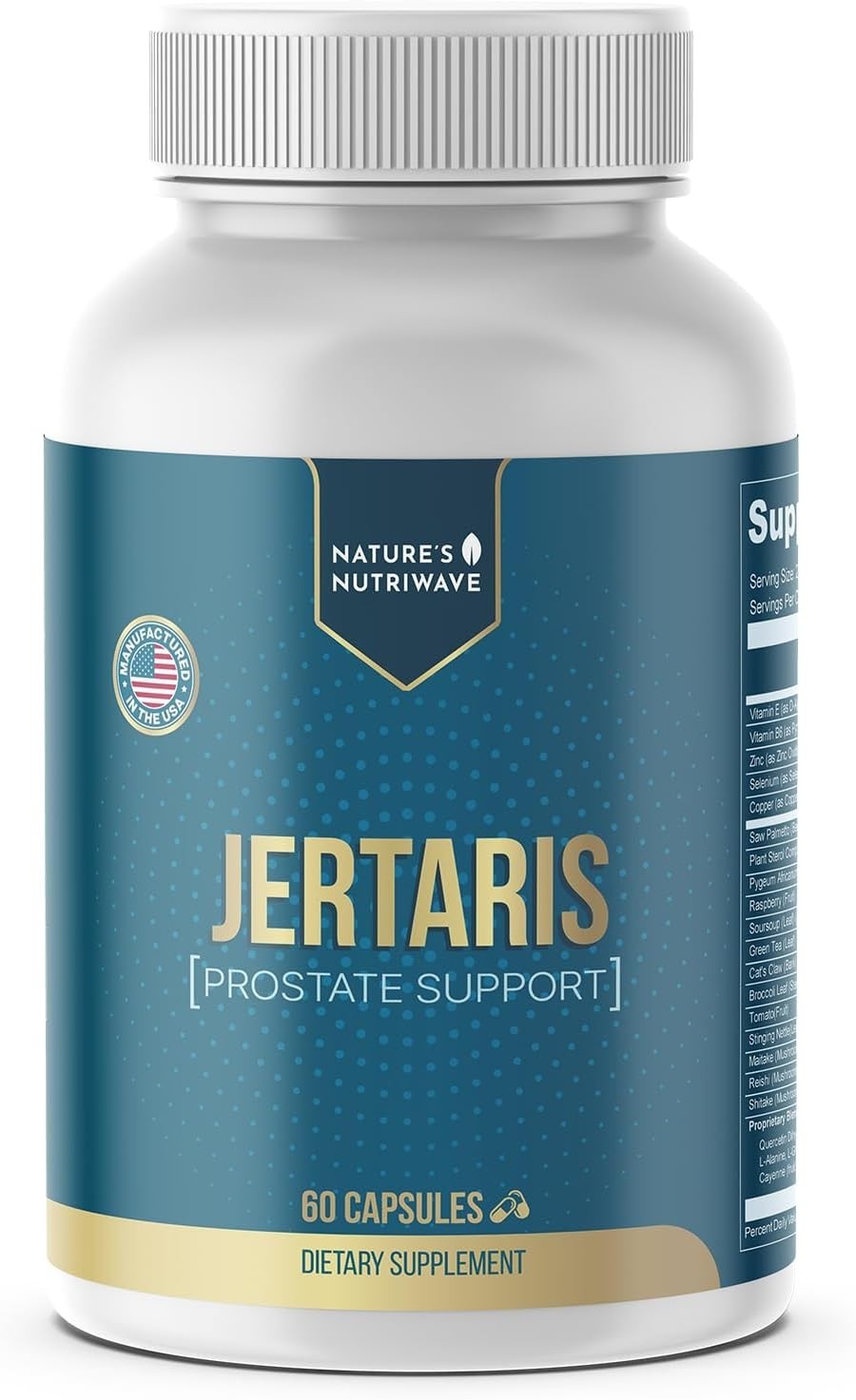 Nature’s Nutriwave Jertaris 33-in-1 Prostate Support, 60 Capsules, Made in USA