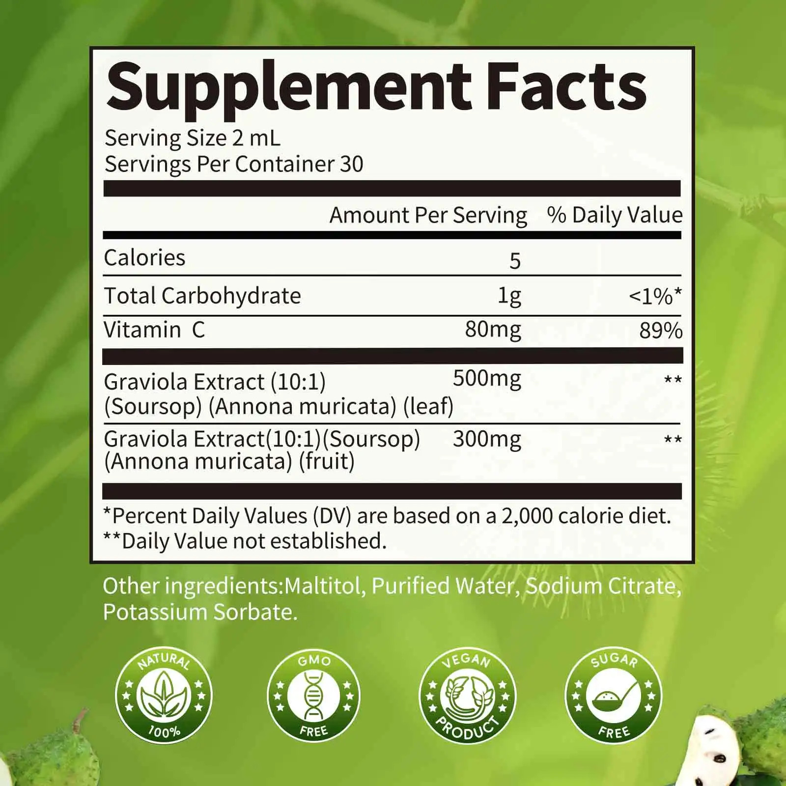 1 Bottle Soursop Graviola Liquid Drop for Immune and Gut Health Support