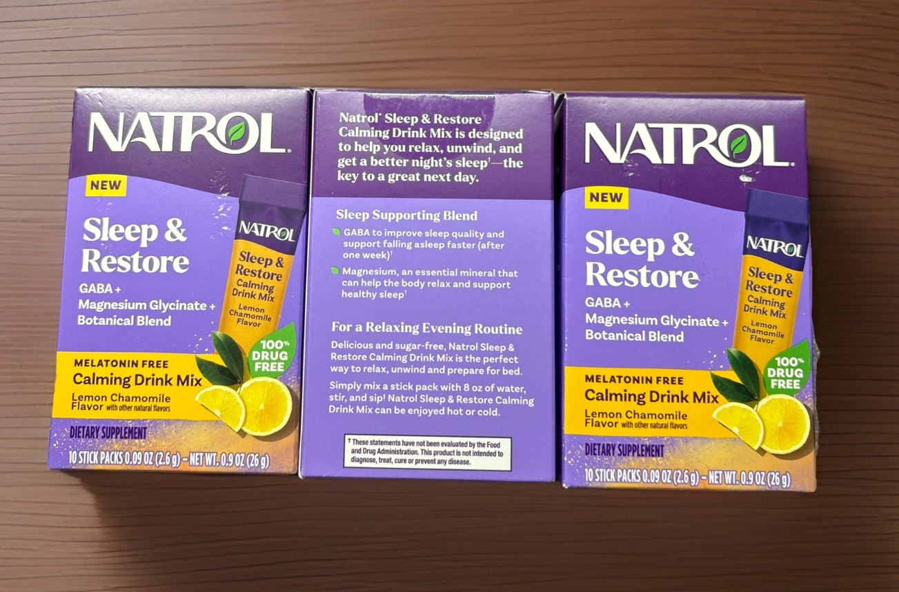 Sleep & Restore Calming Drink Mix Lemon Chamomile 3 Boxes 10 Packs Each = 30 Pks