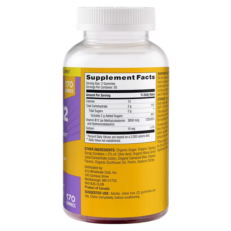 Berkley Jensen Vitamin B12 3,000mcg Gummies, 170 ct.
