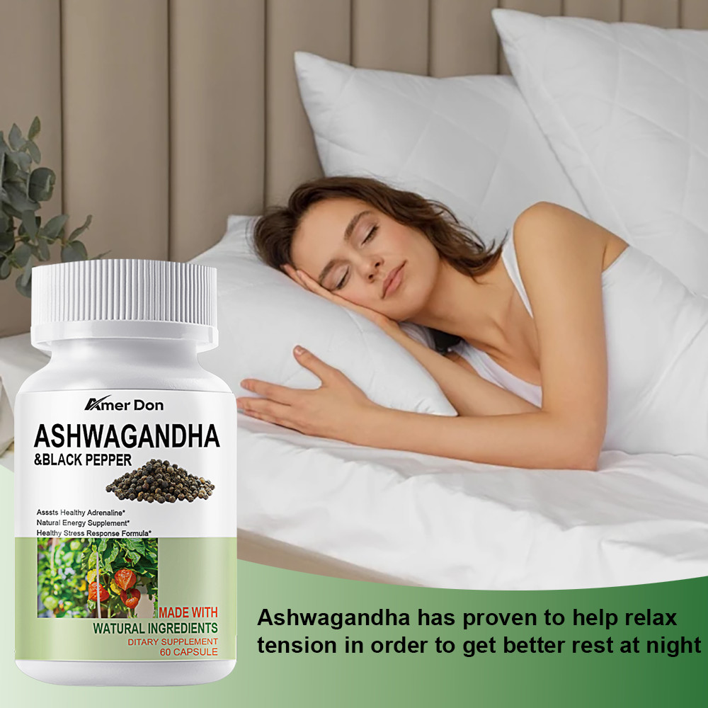 Organic Ashwagandha Capsules 1300mg Supplement w/Black Pepper Root Powder