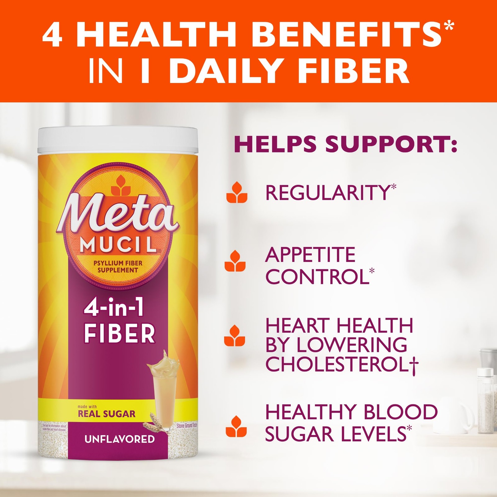 Metamucil, Psyllium Husk Powder, Unflavored 1.86 Pound (Pack of 1), Brown