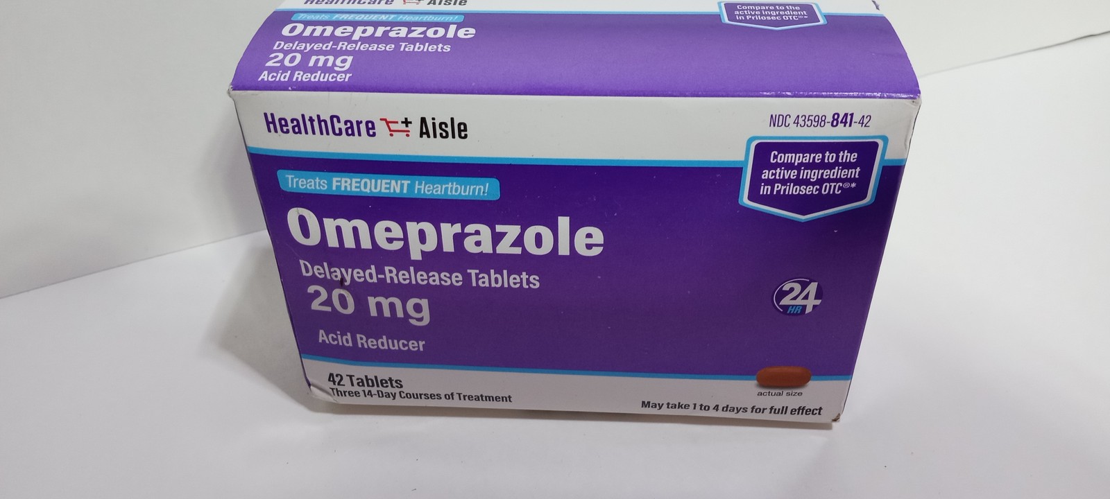 HealthCare Aisle Omeprazole 20mg Delayed-Release Tablets 42 Count Acid Reducer