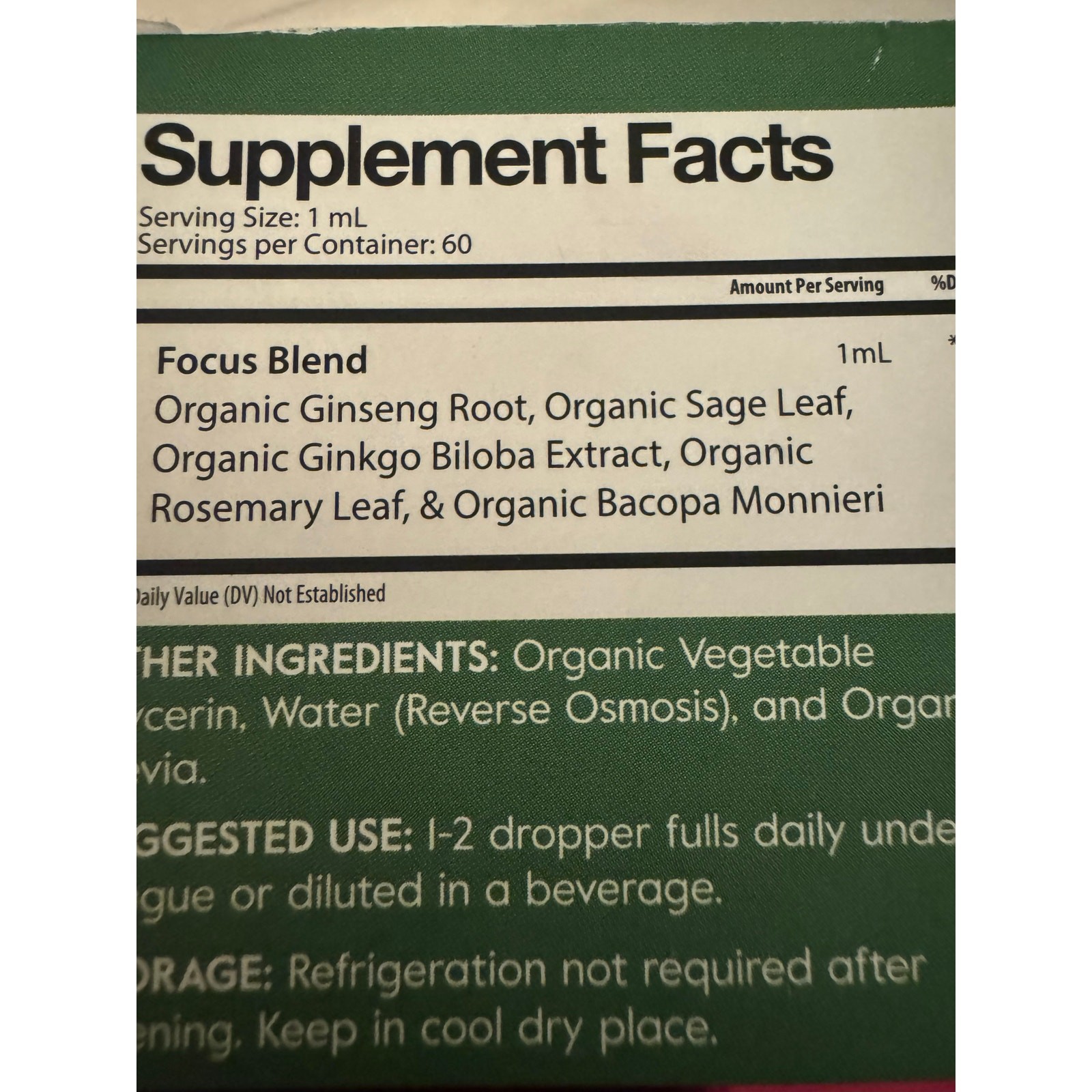 DropRx Focus Organic Herbal Supplement Drops Brain/Memory Support 2 fl oz NIB