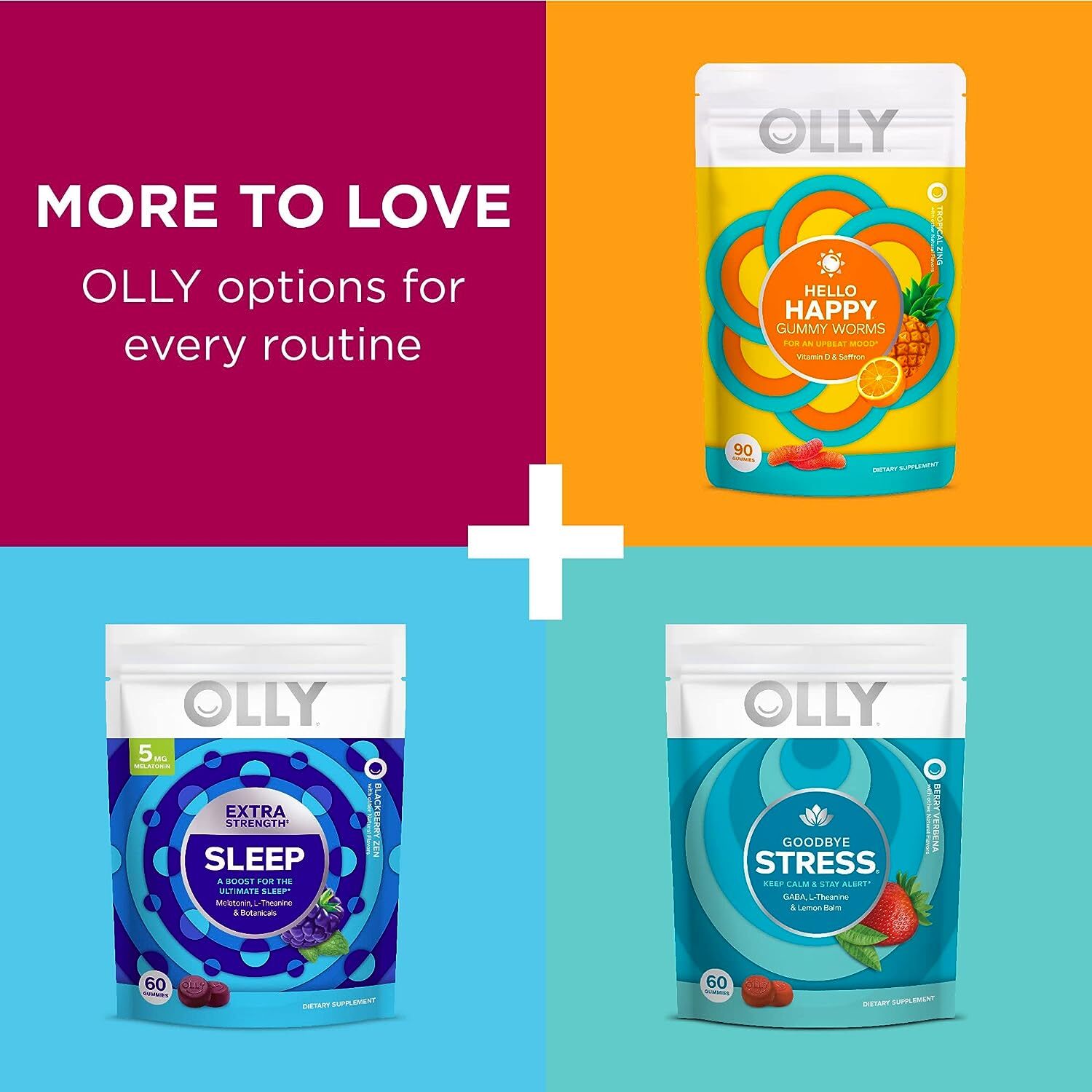 OLLY Gift for Her Undeniable Beauty Pouch Plus Joy Jar Stocking Stuffer 60 Count