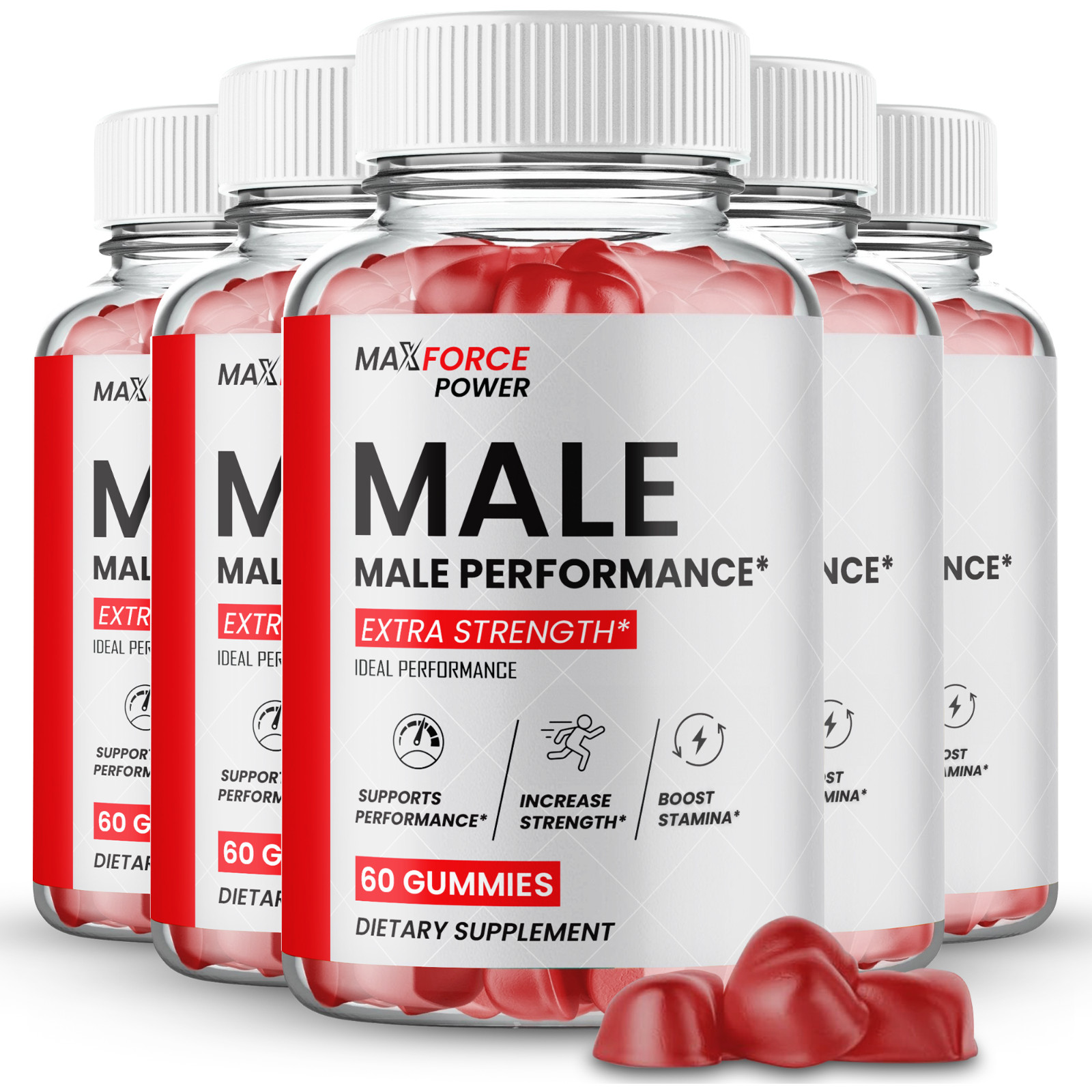 MaxForce Power Gummies, Official Max Force Power Supplement Gummies (5 Pack)
