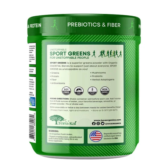 Juce Sports Greens Powder 32 Servings Organic Superfoods Vegan Greens & Protein