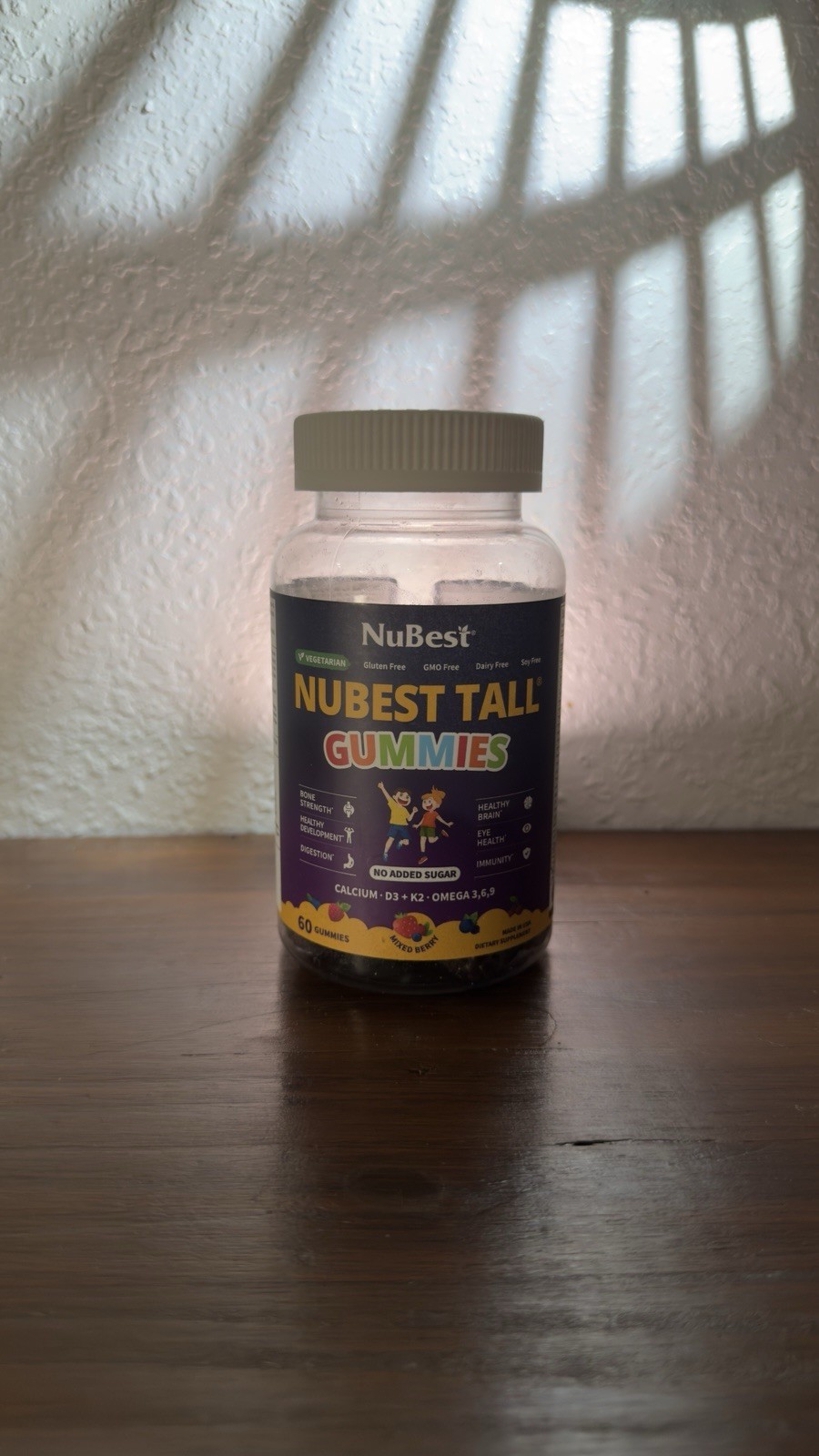 NuBest Tall Gummies Calcium D3 K2 Omega 3-6, Mixed Berry, 60ct Vegan
