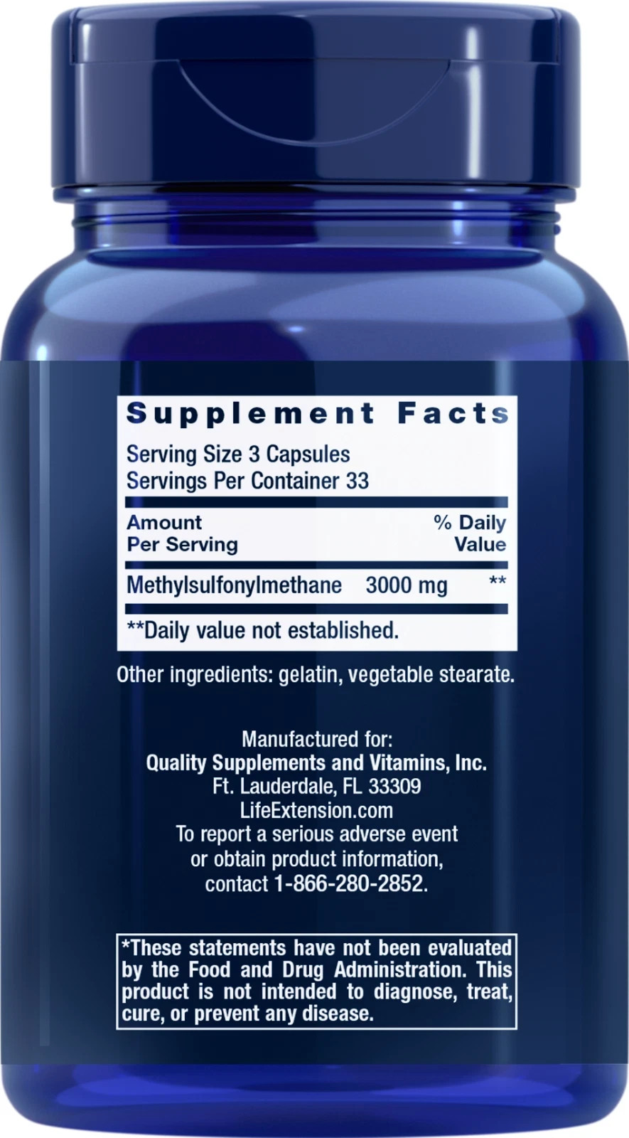 EXP. 05/2026 Life Extension MSM 1000 mg 100 Caps DISCOUNTED