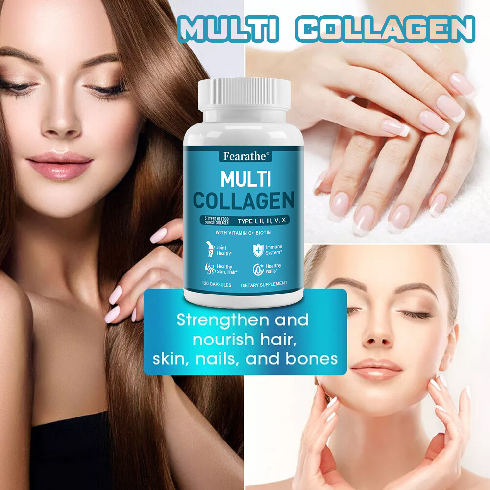 Multi Collagen Peptides 2000mg,Hydrolyzed Protein Peptides (Type I,II,III,V,X)