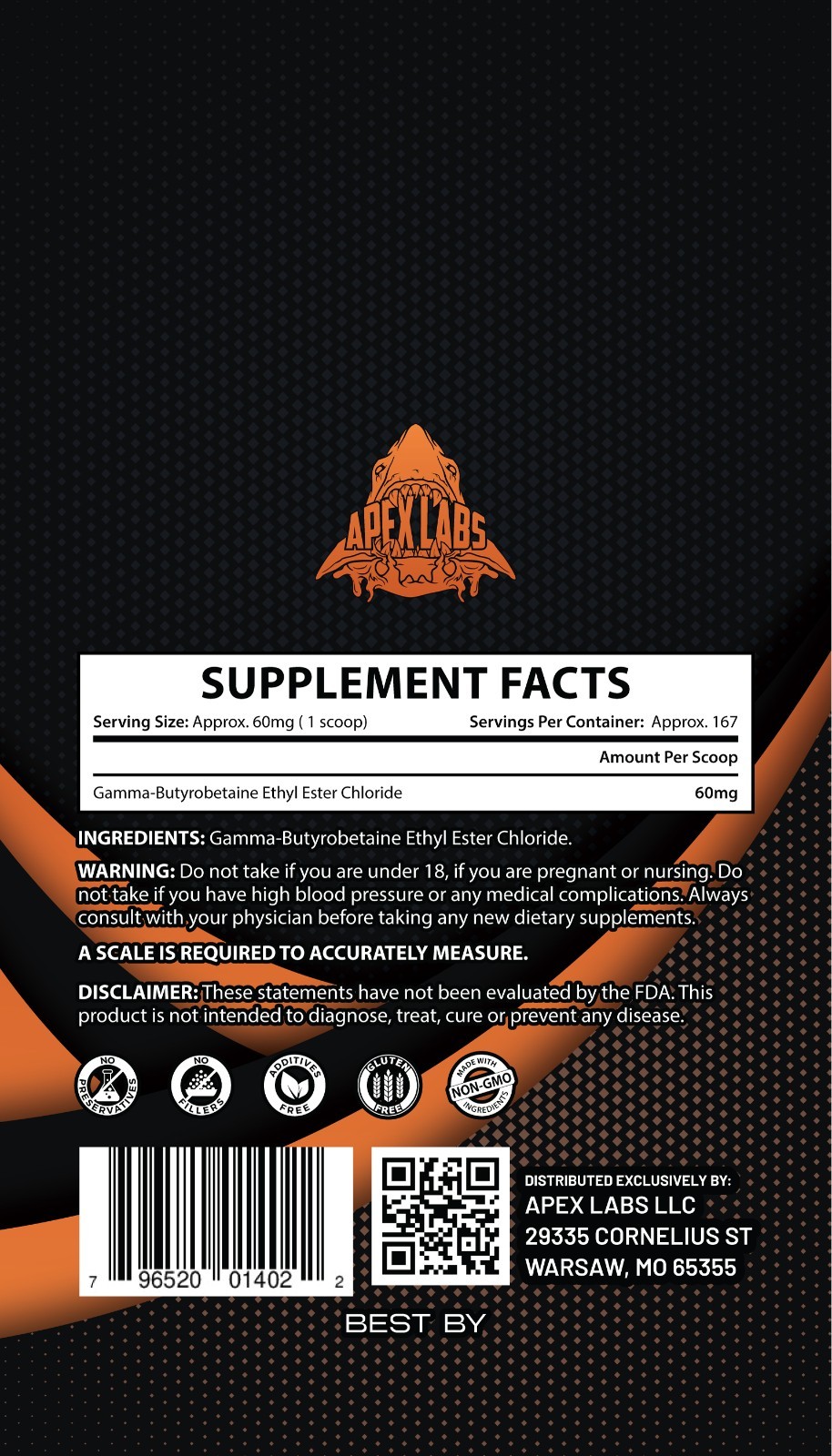 GBB Gamma-Butyrobetaine/Weight Loss/Bodybuilding/10Grams/Athletes/Scoop Included
