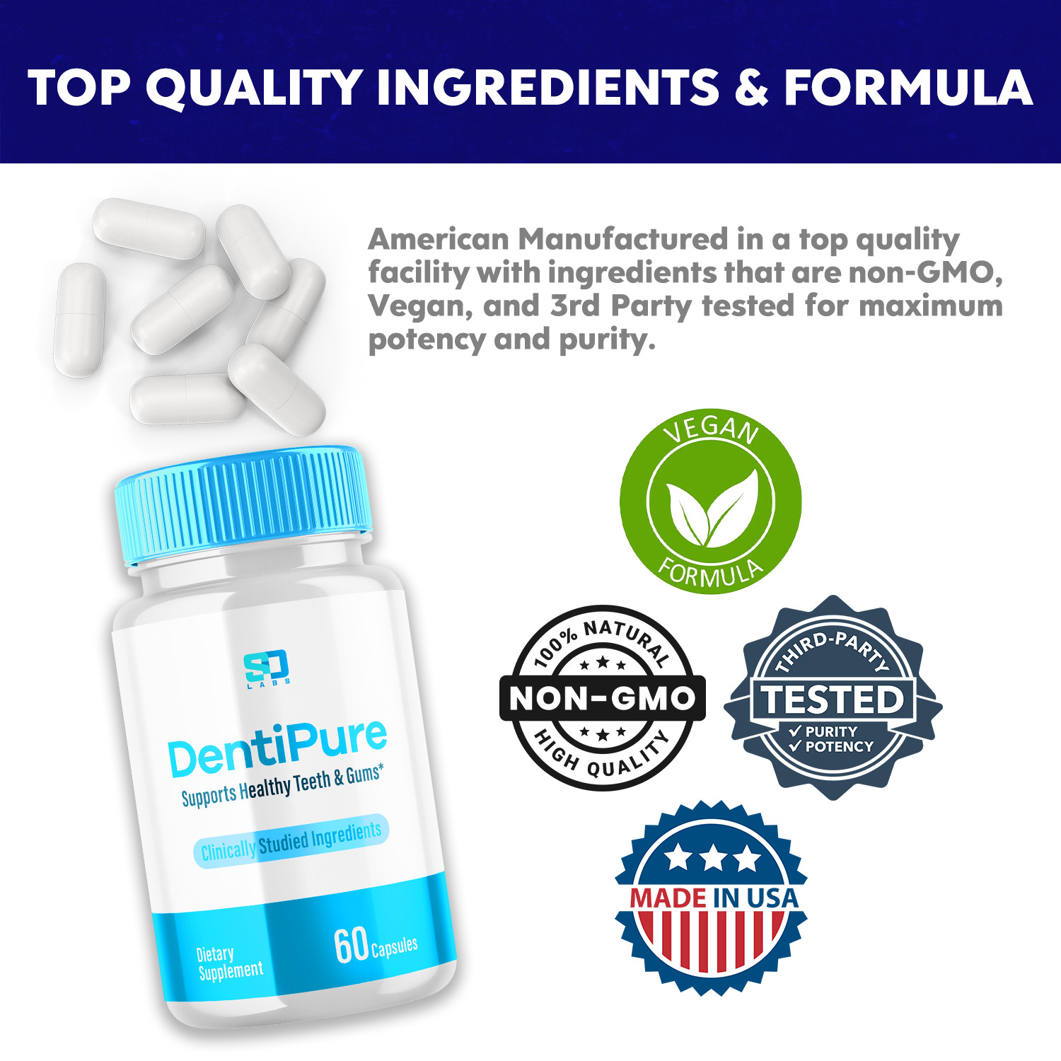 Dentipure Advanced Probiotics for Healthy Gums and Teeth 60 Capsules