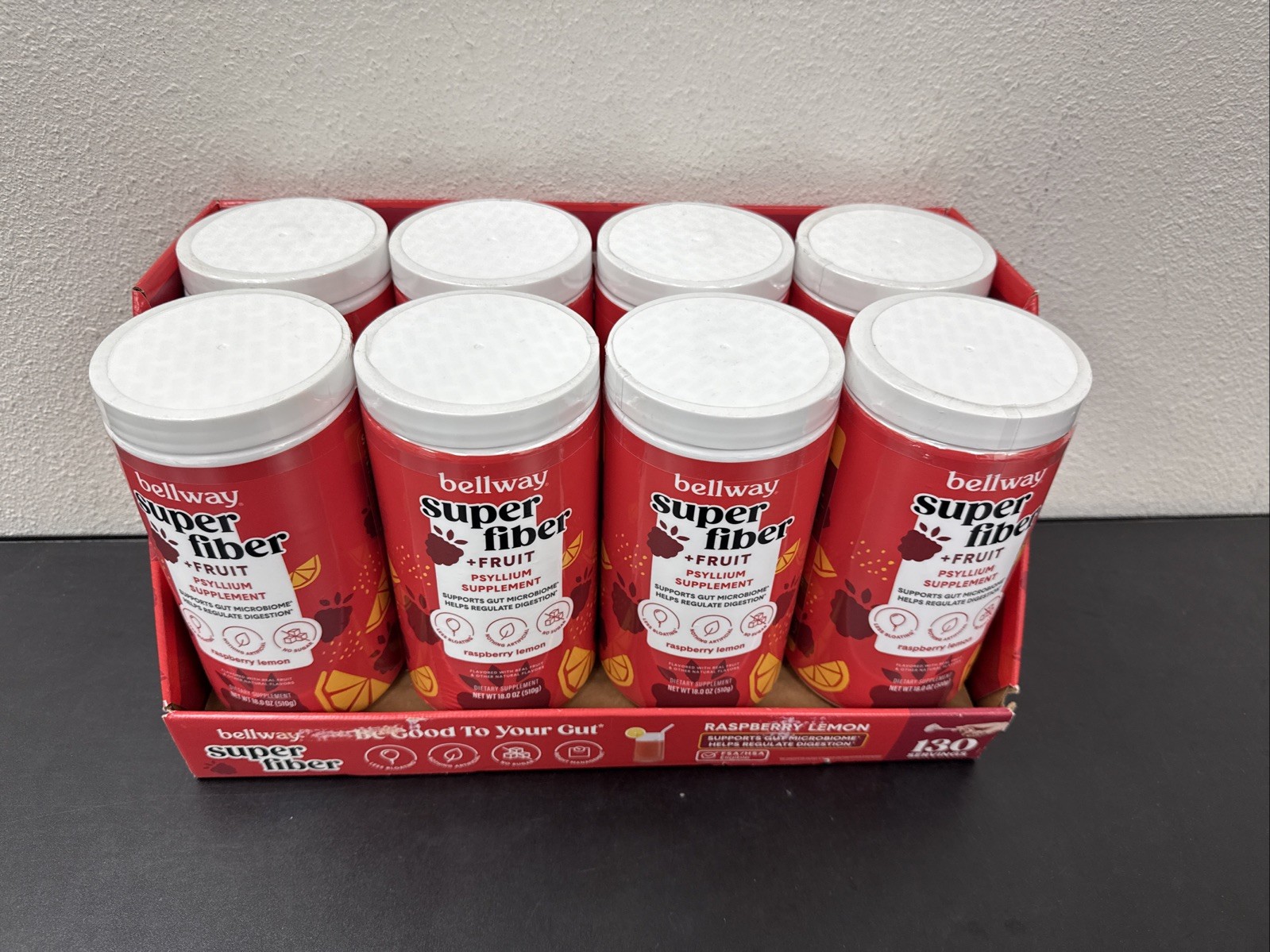 Lot Of 8 Bellway Super Fiber + Fruit Psyllium Husk Raspberry Lemon 18oz