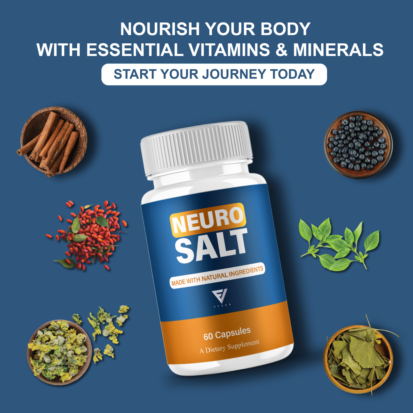 (5 Pack) Neuro Salt Capsules, Neuro Salt Nootropic Supplement (300 Capsules)