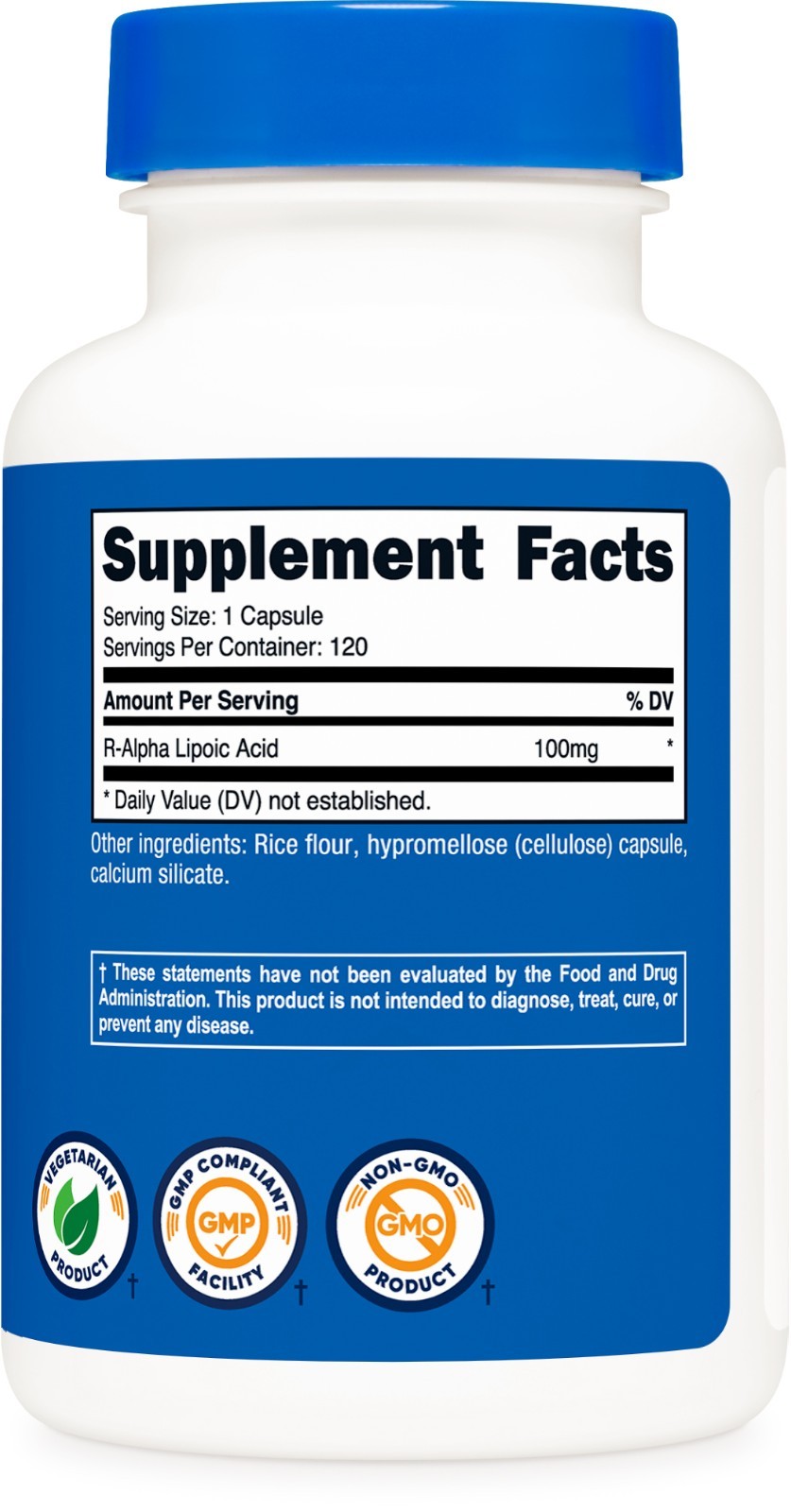 Nutricost R-Alpha Lipoic Acid 100mg, 120 Capsules – Non-GMO and Gluten Free