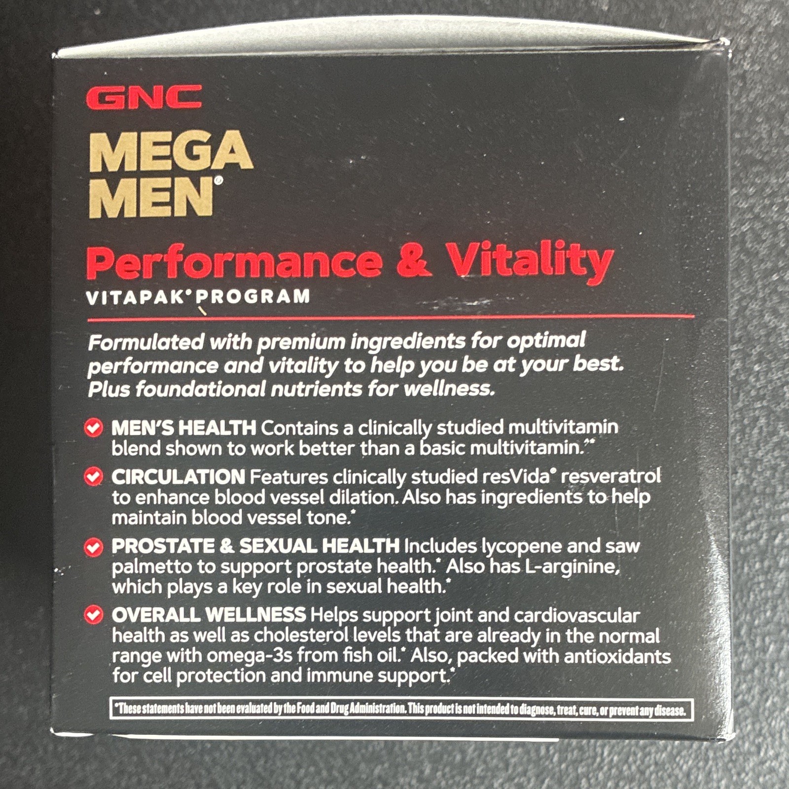 GNC Mega Men Performance & Vitality Vitapak Multivitamin 30 Pk ex 11/26