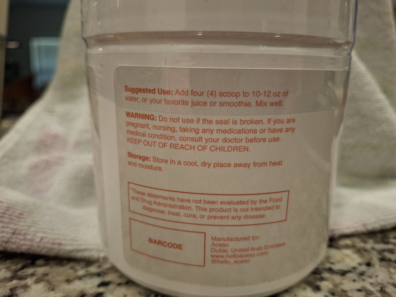 Aceso Bovine Colostrum Powder Immune Support Unflavored 120g rBST-Free