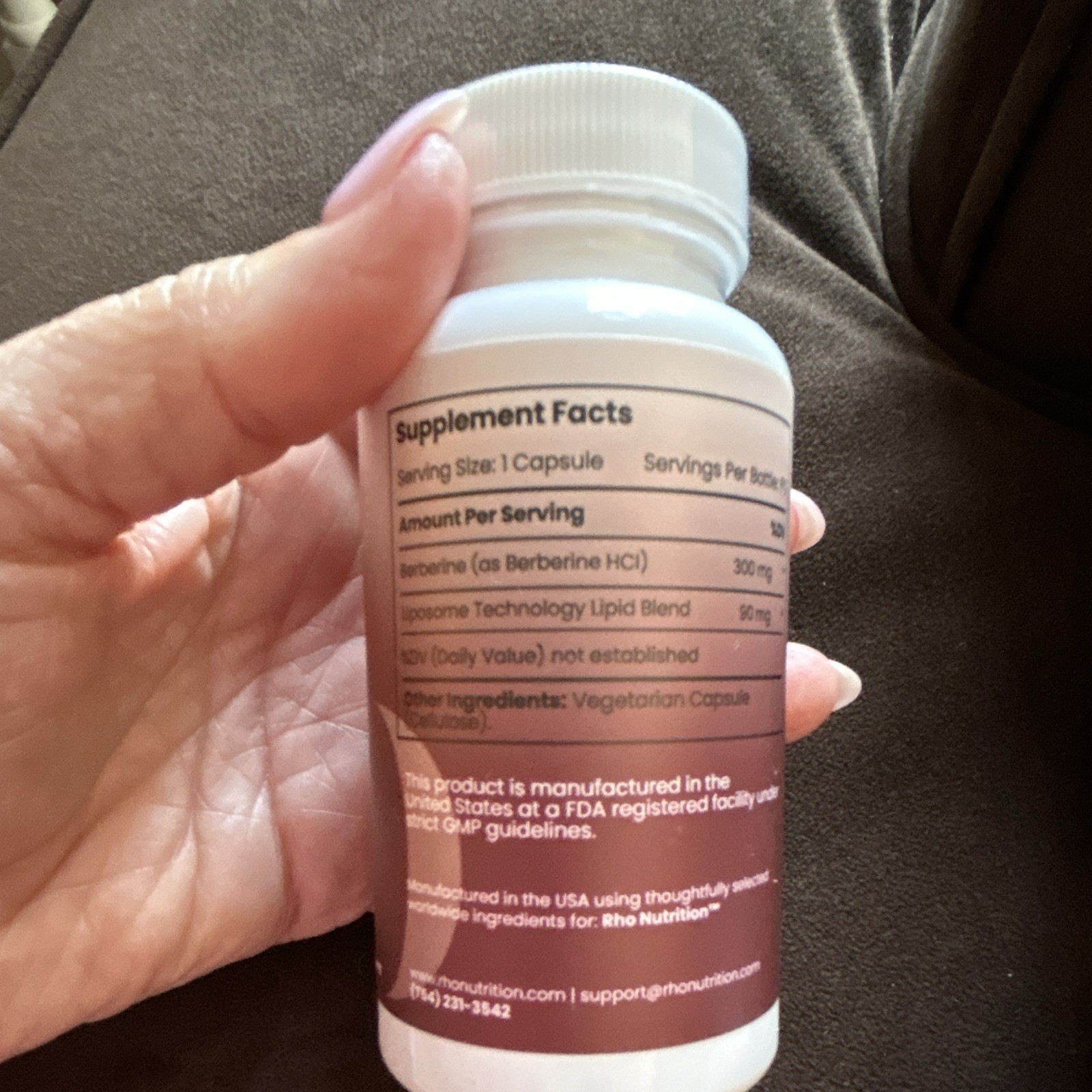 Rho Nutrition Liposomal Berberine 300 mg 60 Capsules Vegetarian GMP Metabolism