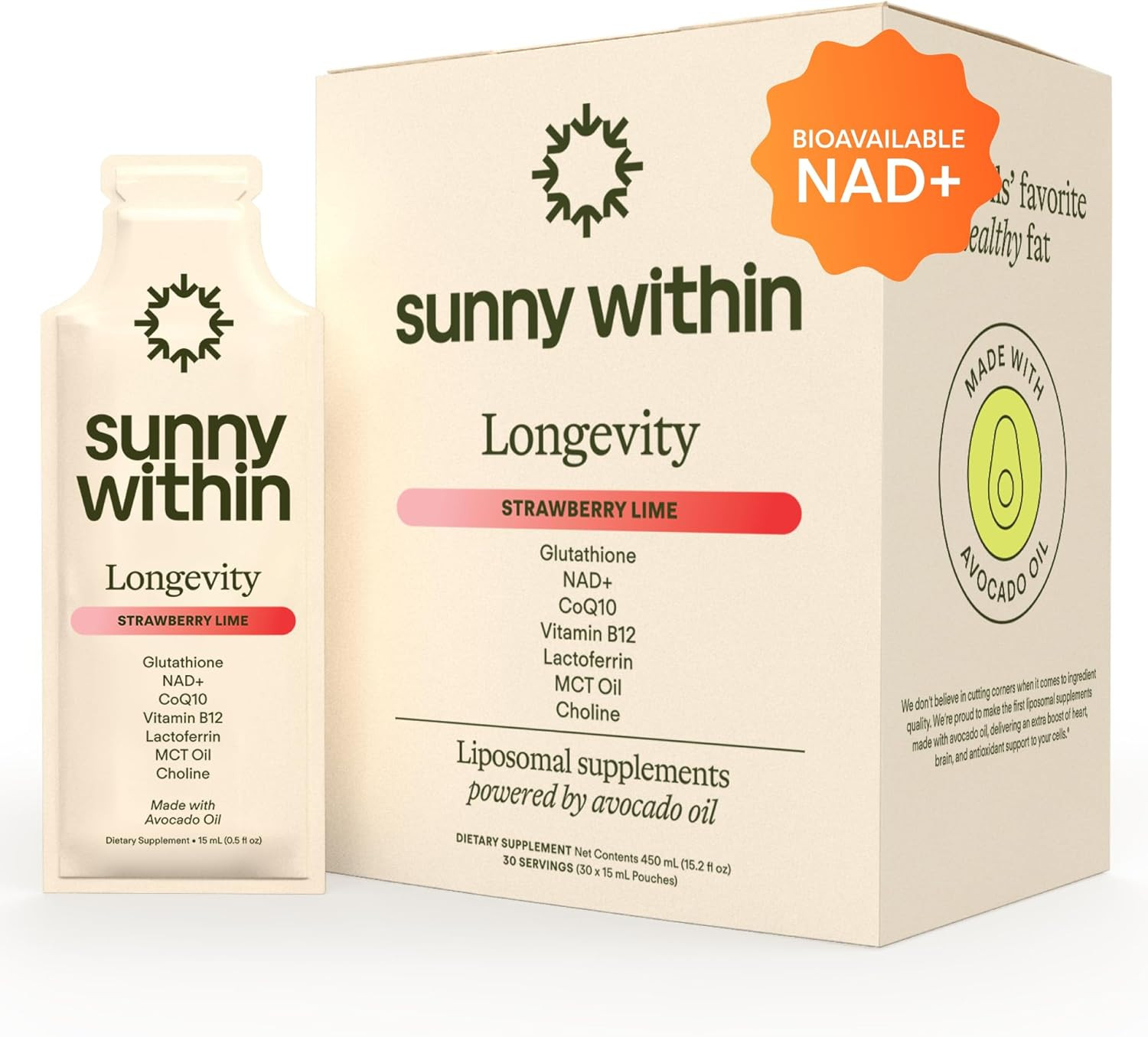 Longevity – Liposomal NAD+ Glutathione Supplement W/Liquid NAD+, Coq10, B12, MCT