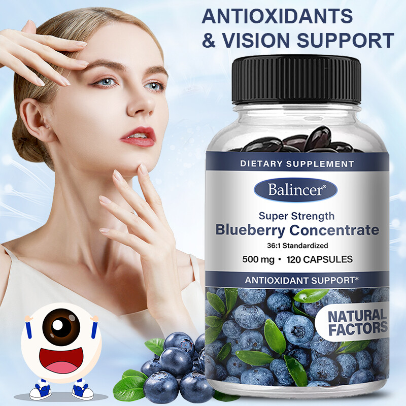 Blueberry Concentrate 500 Mg Capsules ANTIOXIDANT SUPPORT,PROMOTES EYE HEALTH