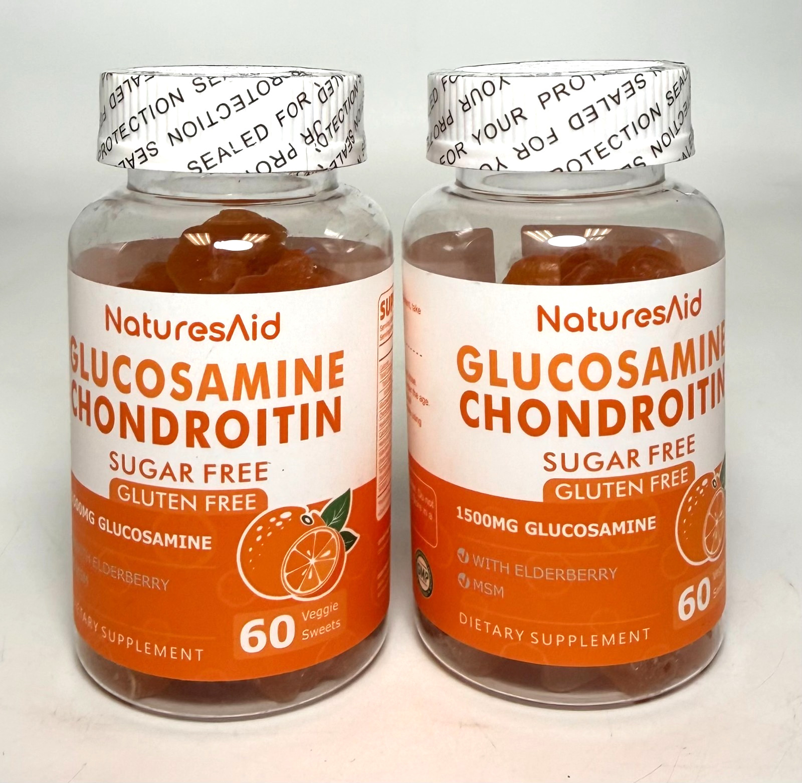 2 Pack Natures Aid Glucosamine Chondroitin – Orange – 120 Gummies *EXP 11/2026*