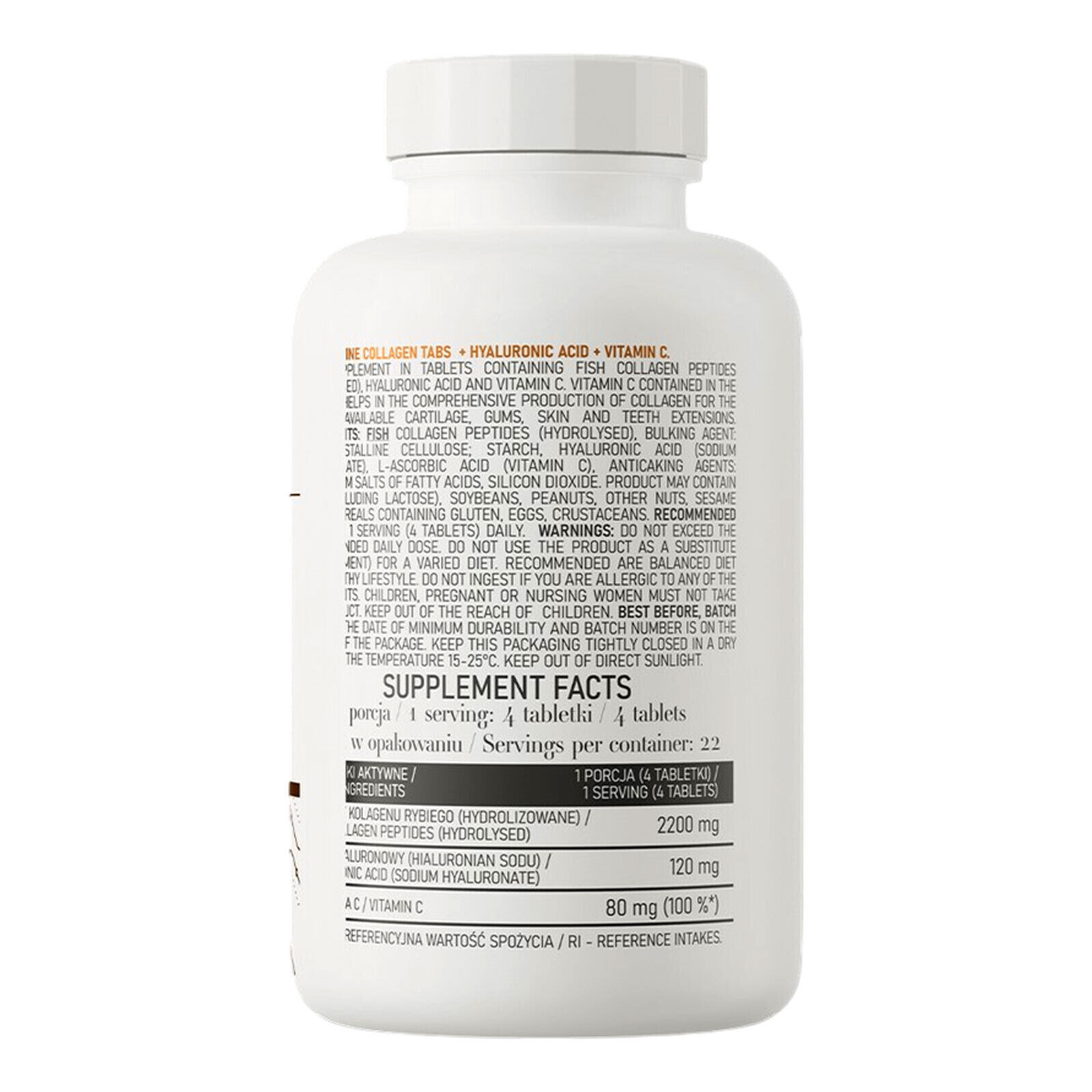 MARINE COLLAGEN – 90 Tabs – hyaluronic acid + vitamin C – support joint function