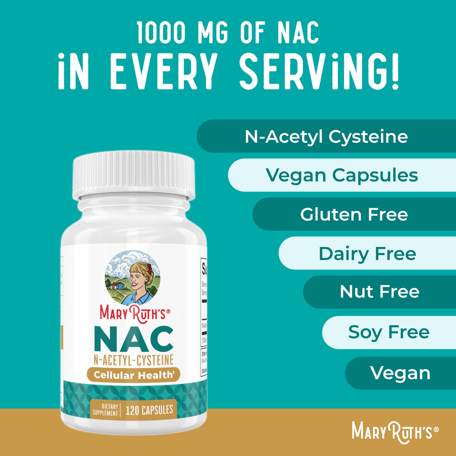 MARYRUTH’S Organics NAC Supplement N-Acetyl Cysteine | 120 Count (Pack of 1)