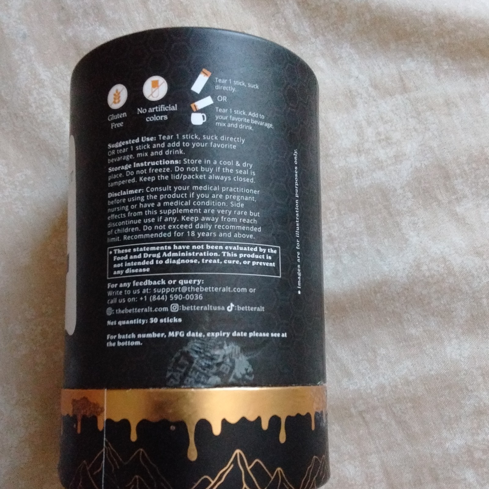 BetterAlt Himalayan Shilajit Honey Sticks Fulvic Acid 400mg 30 Ct Gluten-Free