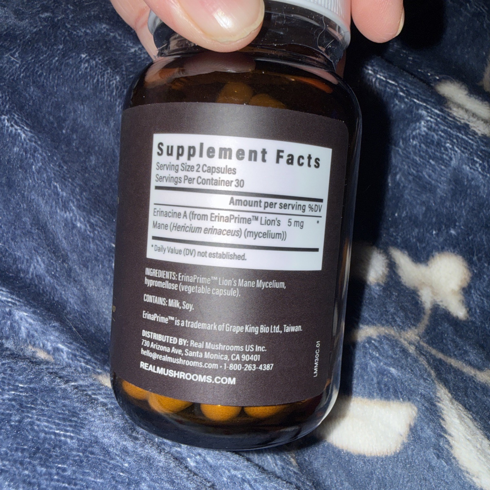 Real Mushrooms Real Mycelium Lion Mane Memory Mental Clarity 60 Count Exp 12/28