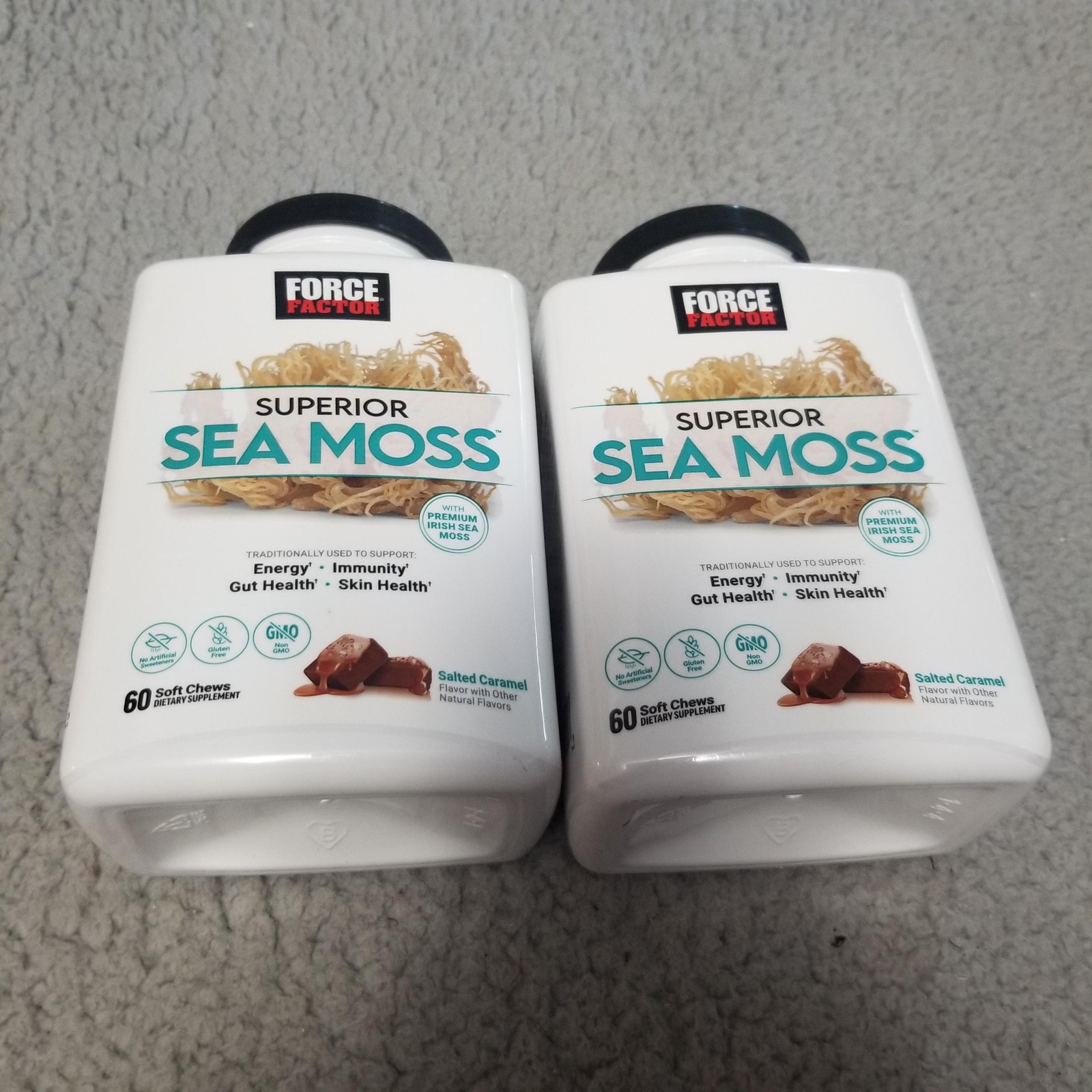 2pk Force Factor Superior Sea Moss 60 Soft Chews Salted Caramel Exp 7/26 Immune