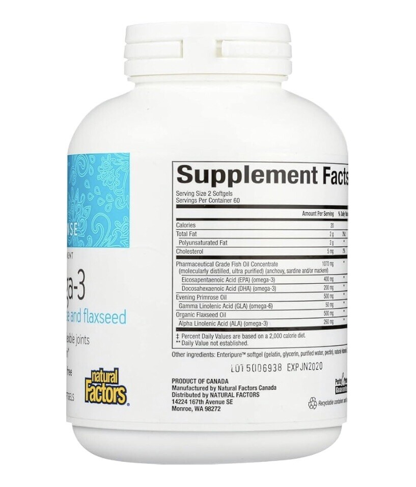Natural Factors WomenSense RxOmega-3 Factors, 120 Softgels, EXP 06/2026