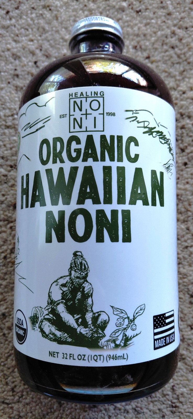*Healing Noni* Hawaiian ~NONI JUICE~ Certified Organic ~1 x 32 fl. oz. / 1 qt.~